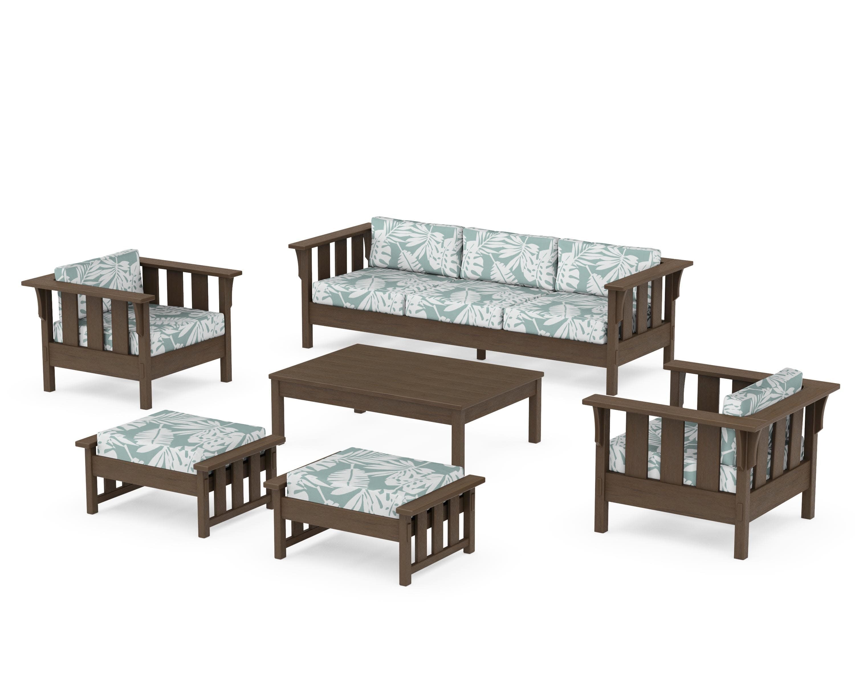 Acadia 6-Piece Lounge Sofa Set in Kona / Leaf Glacier Spa