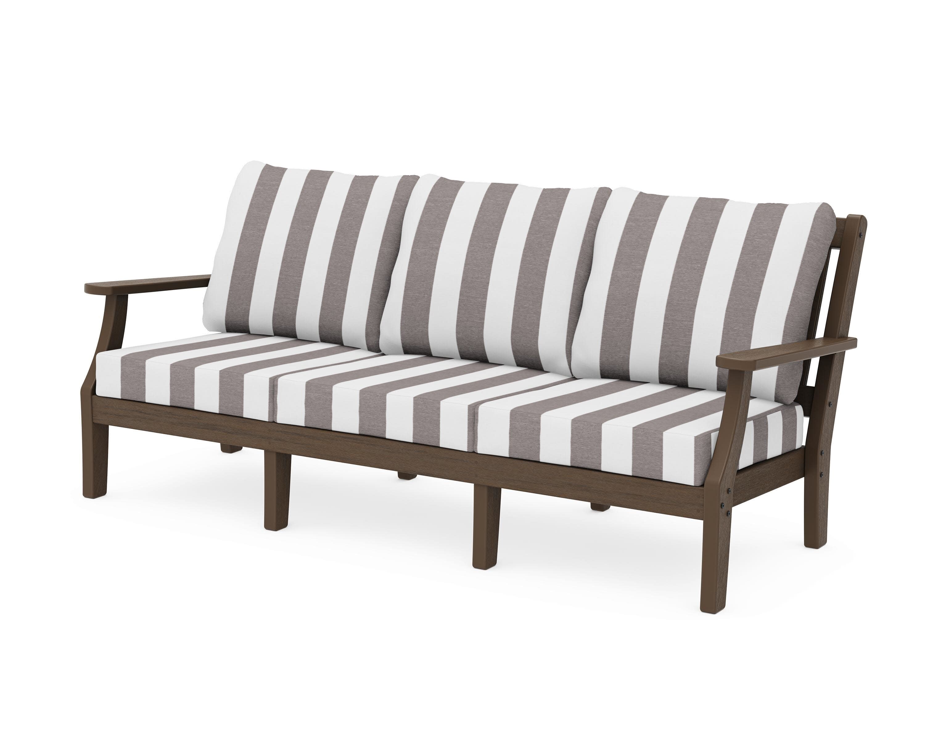 Chinoiserie Deep Seating Sofa in Kona / Cabana Stripe Grey Mist