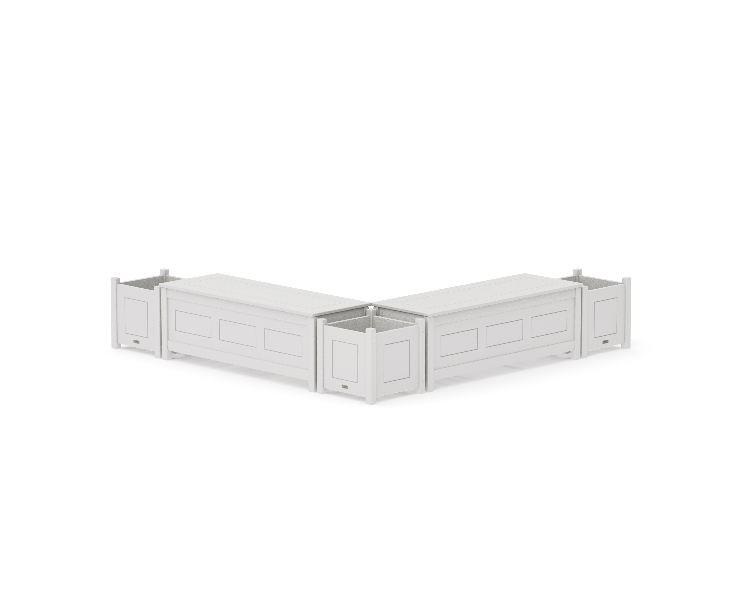 48" Country Living L- Shaped Planter Storage Bench Corner Set in Vintage White