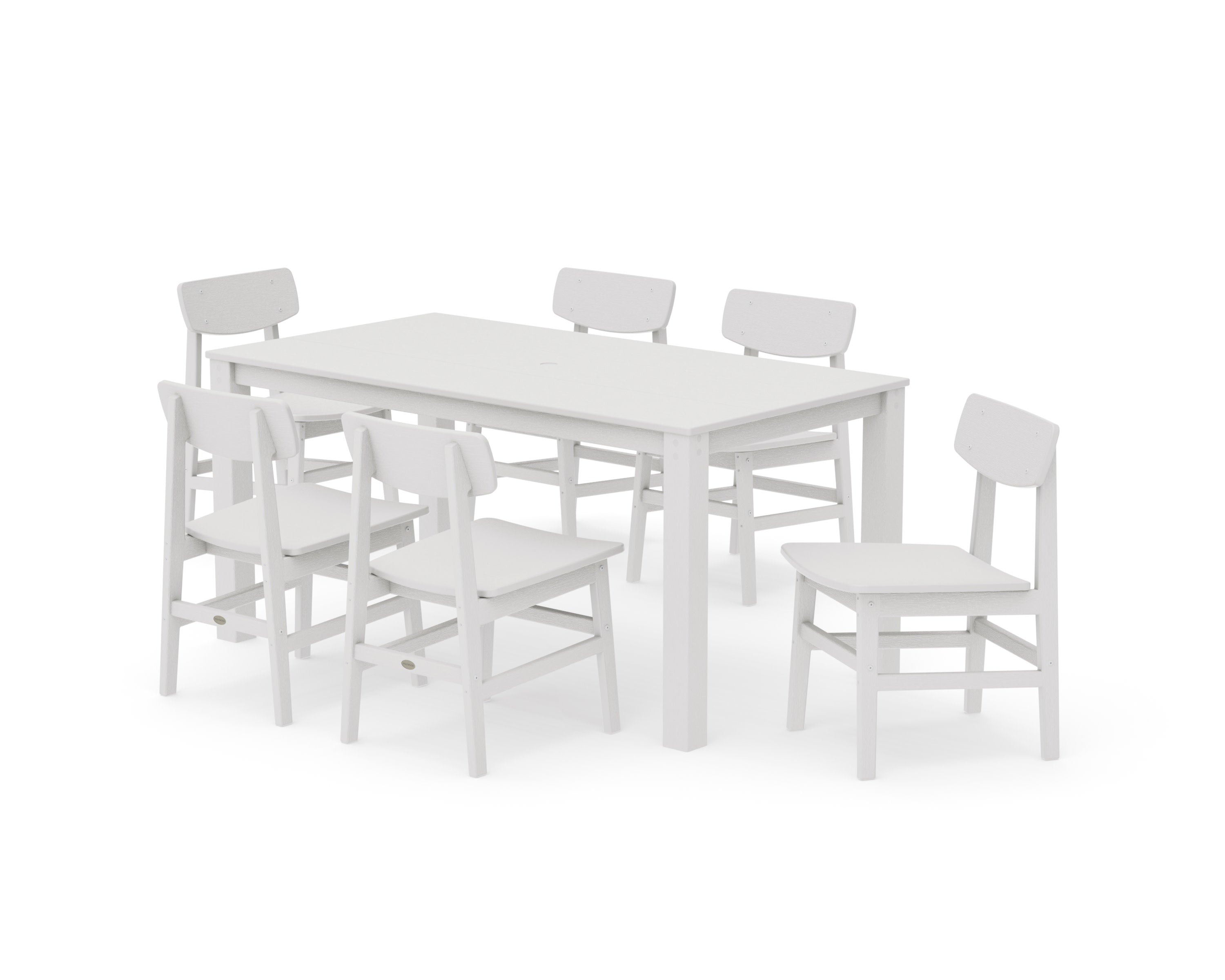Modern Studio Urban Chair 7-Piece Parsons Table Dining Set in Vintage White