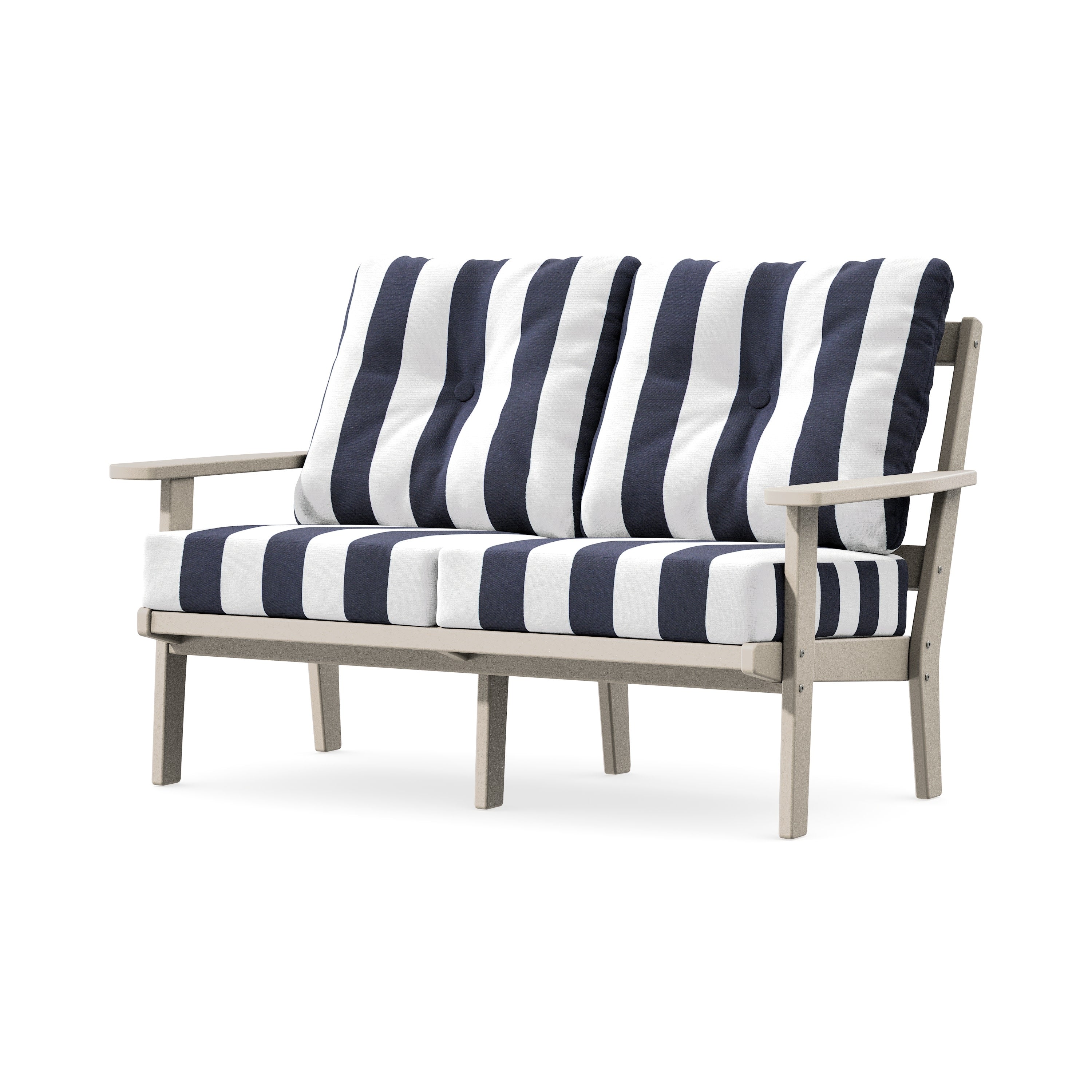 Oxford Deep SeatingLoveseat in Sand / Cabana Stripe Navy