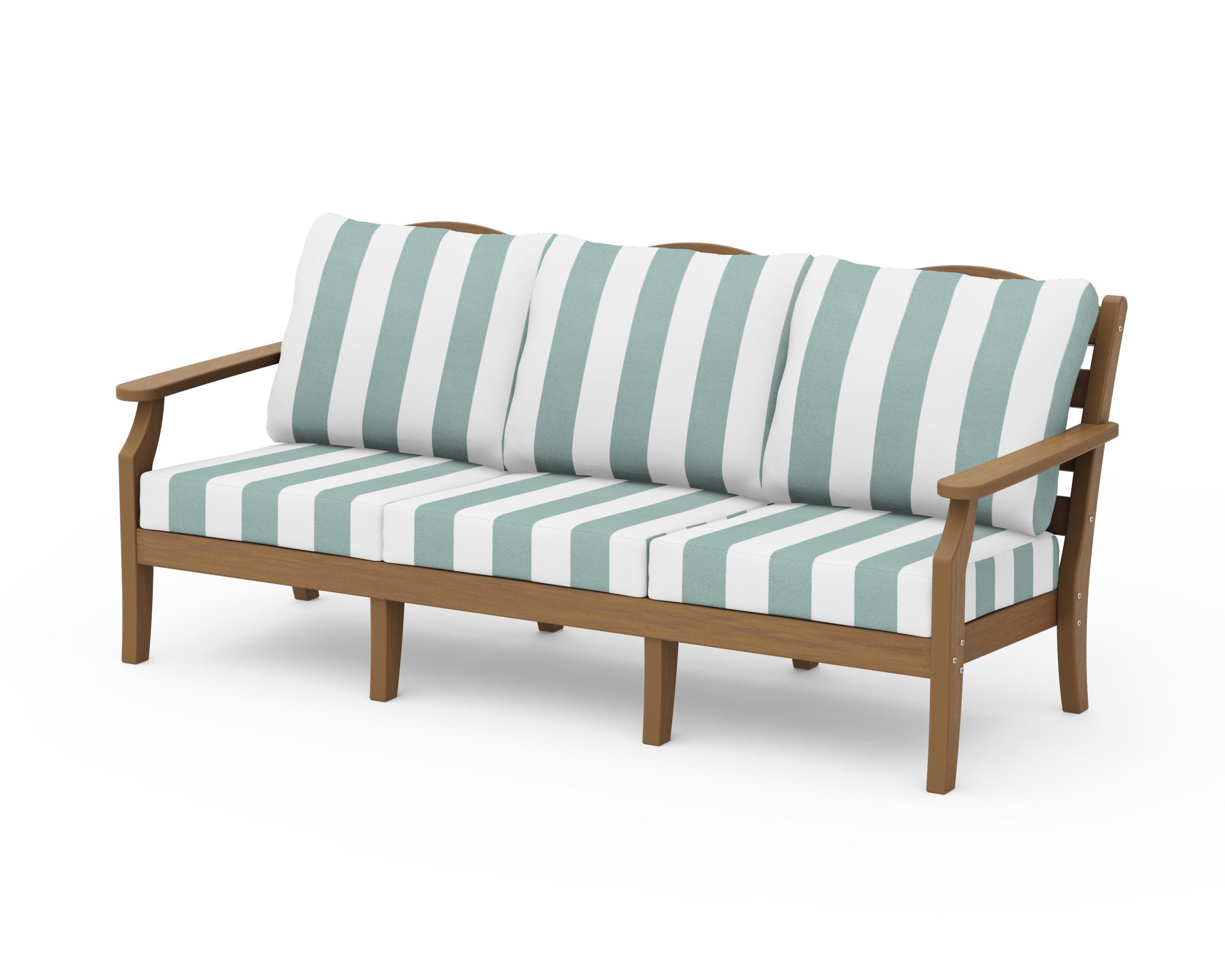 Savannah Deep Seating Sofa in Natural / Cabana Stripe Glacier Spa