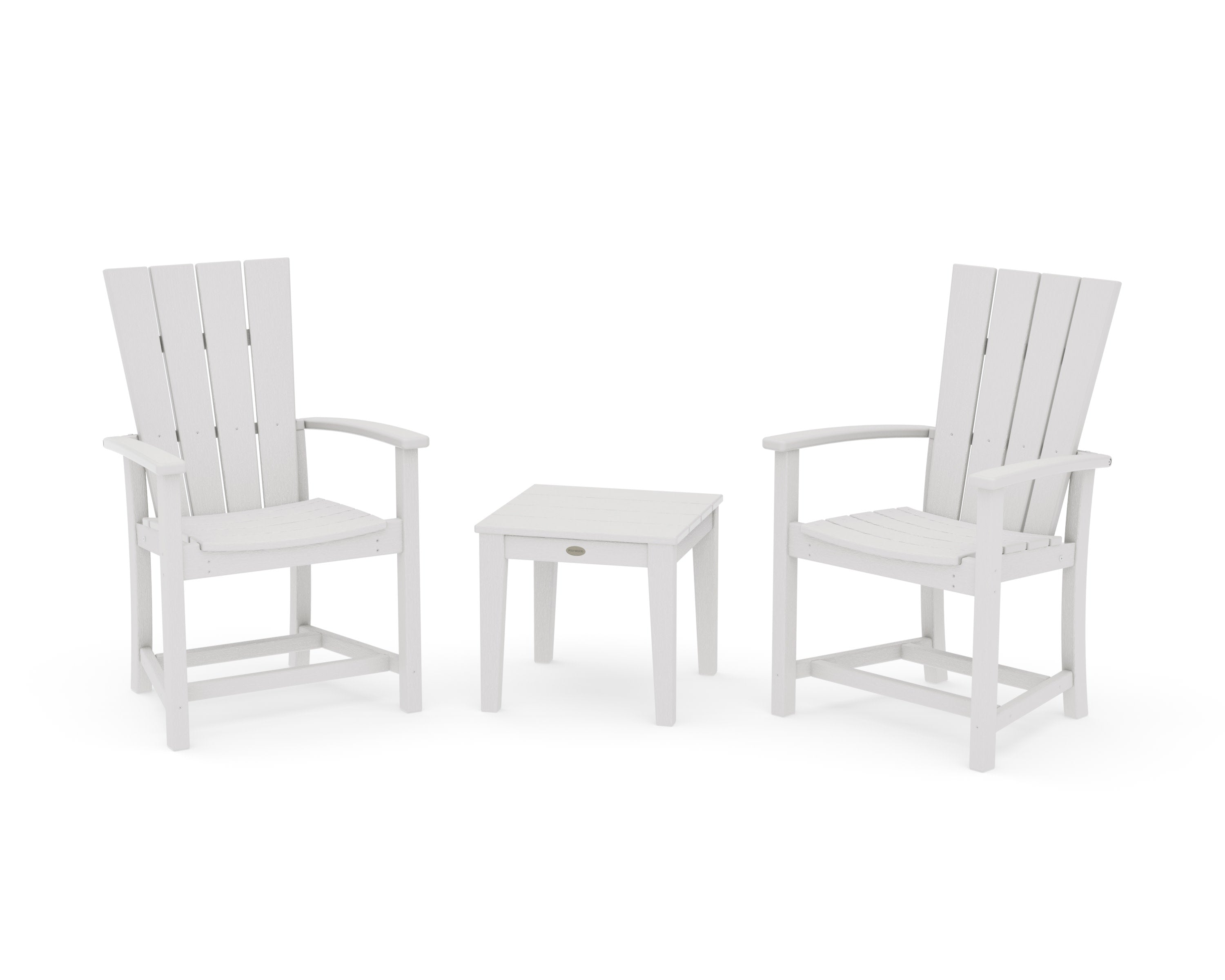 Quattro 3-Piece Upright Adirondack Chair Set in Vintage White