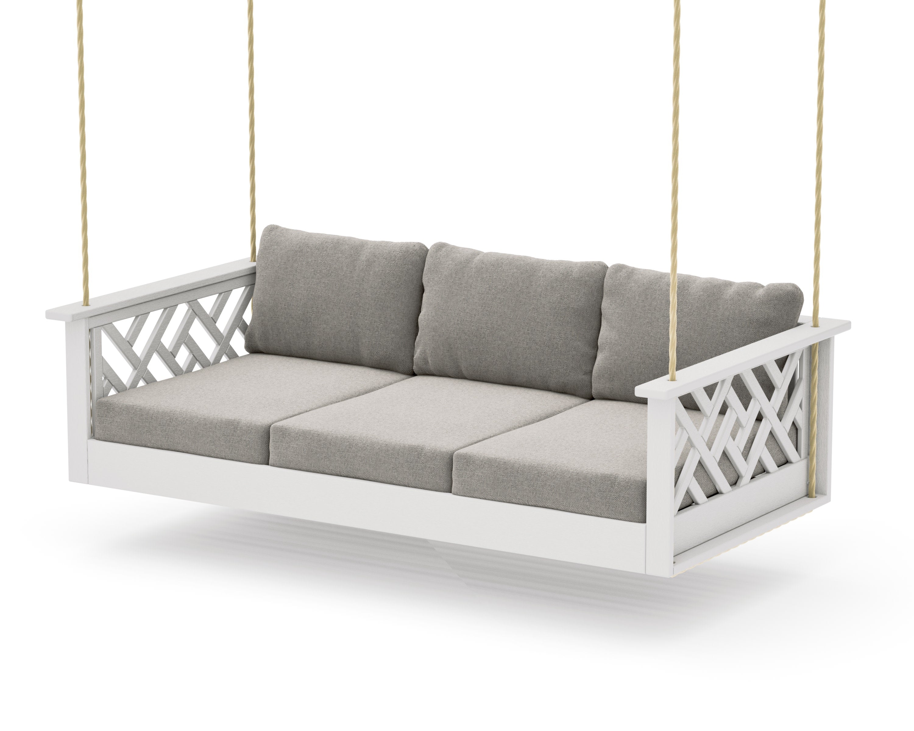 Chippendale Daybed Swing in Vintage White / Weathered Tweed