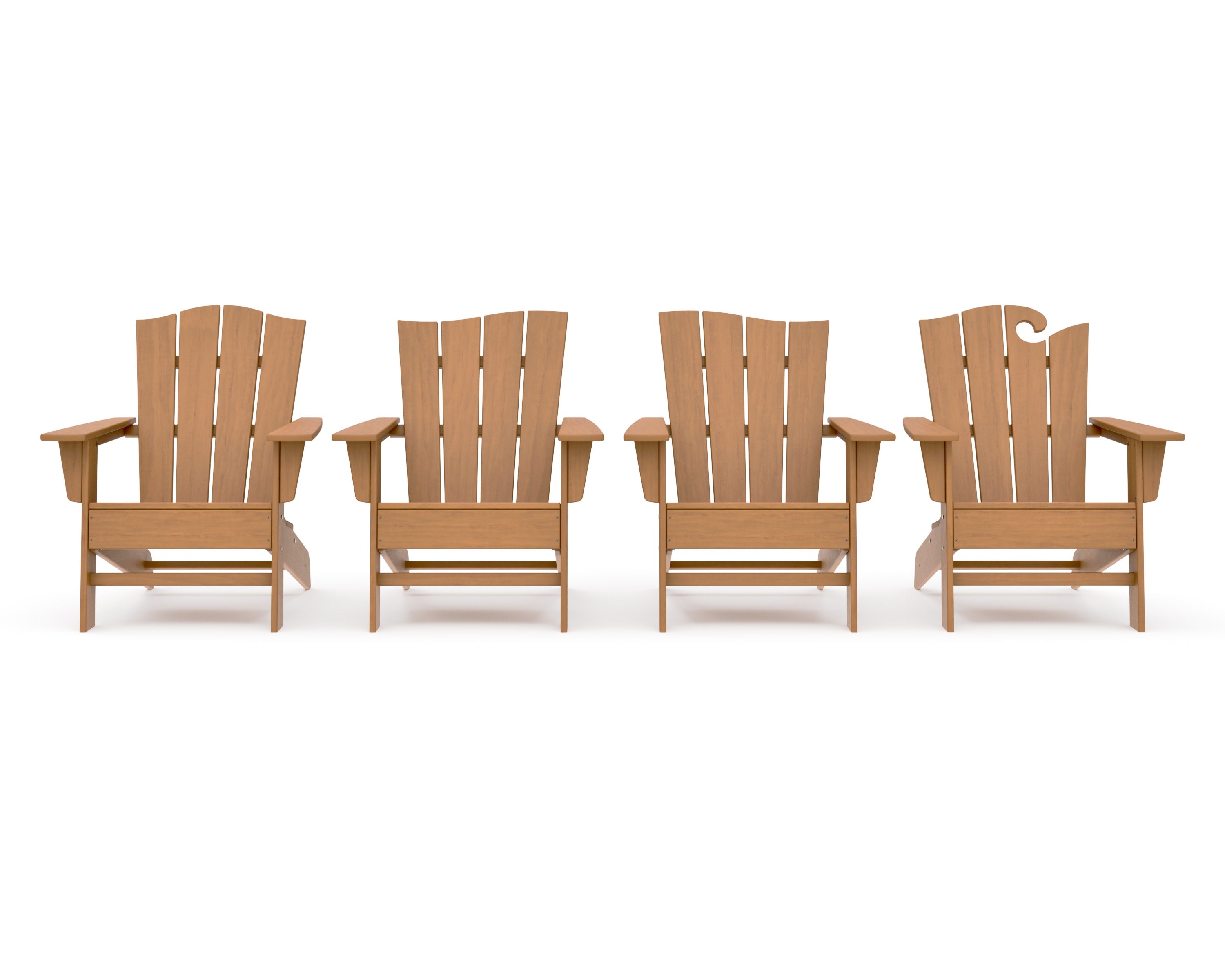 Wave Collection 4-Piece Adirondack Chair Set in Natural