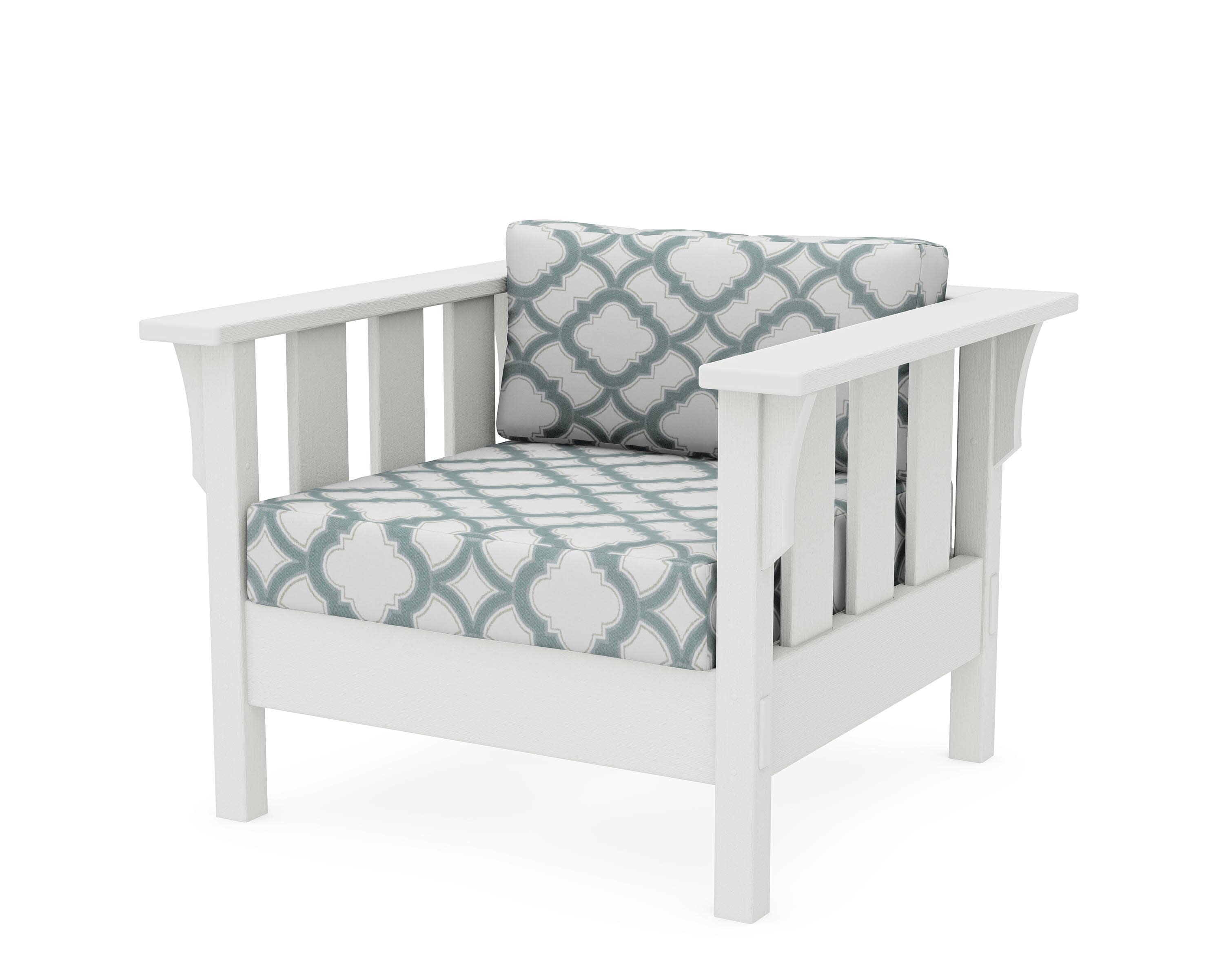 Acadia Deep Seating Chair in Vintage White / Trellis Glacier Spa