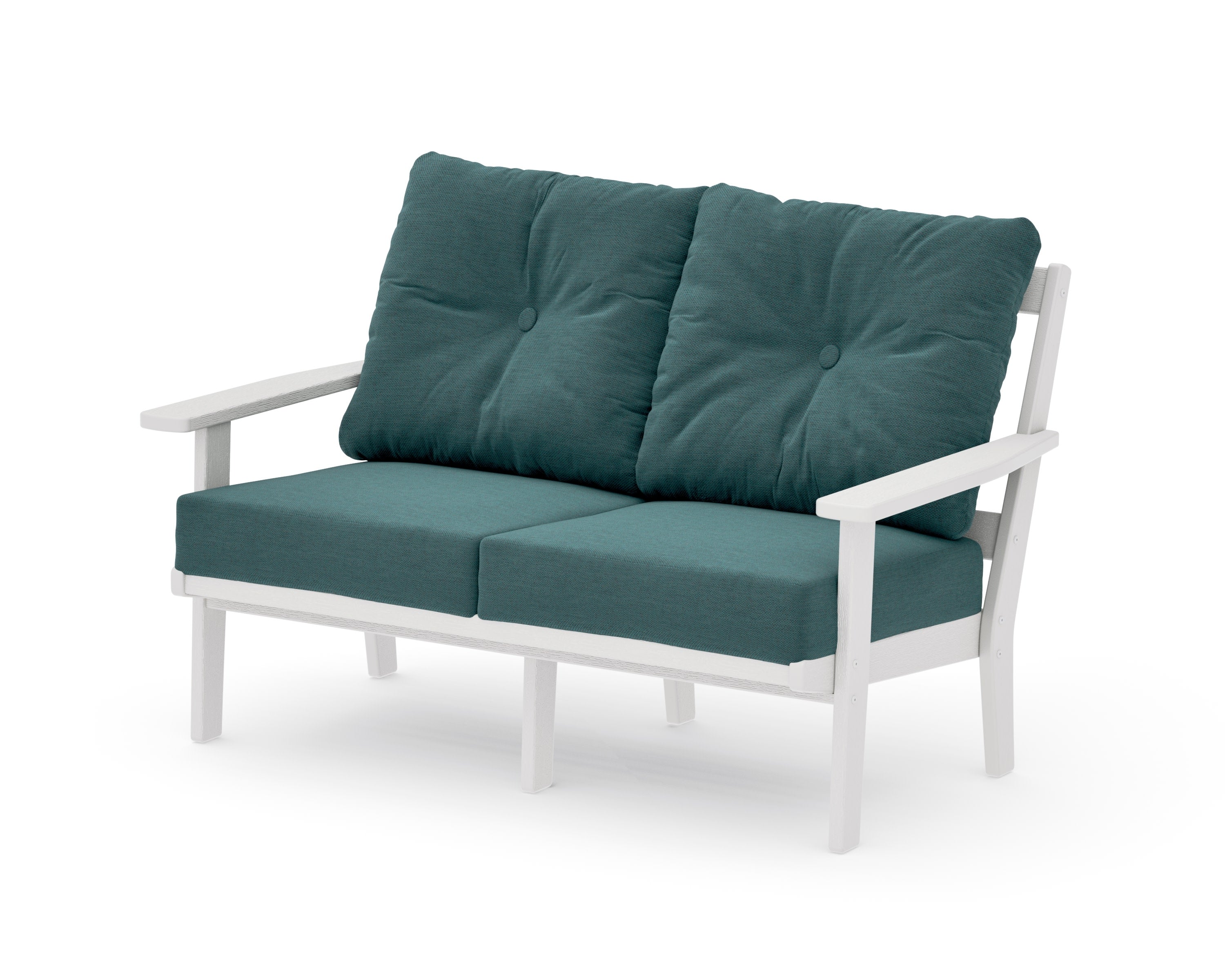 Oxford Deep SeatingLoveseat in Vintage White / Ocean Teal