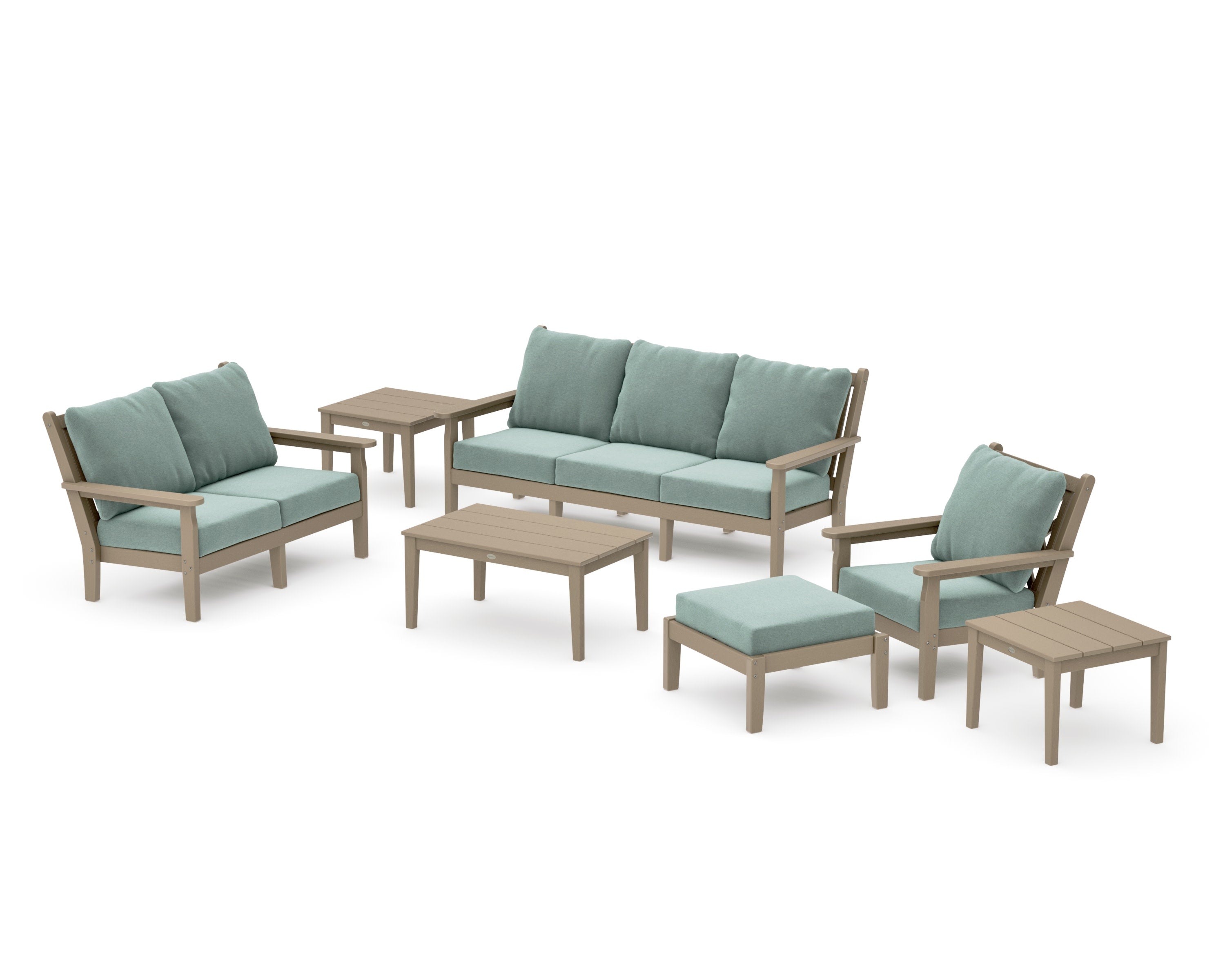 Chippendale 7-Piece Deep Seating Set in Vintage Sahara / Glacier Spa