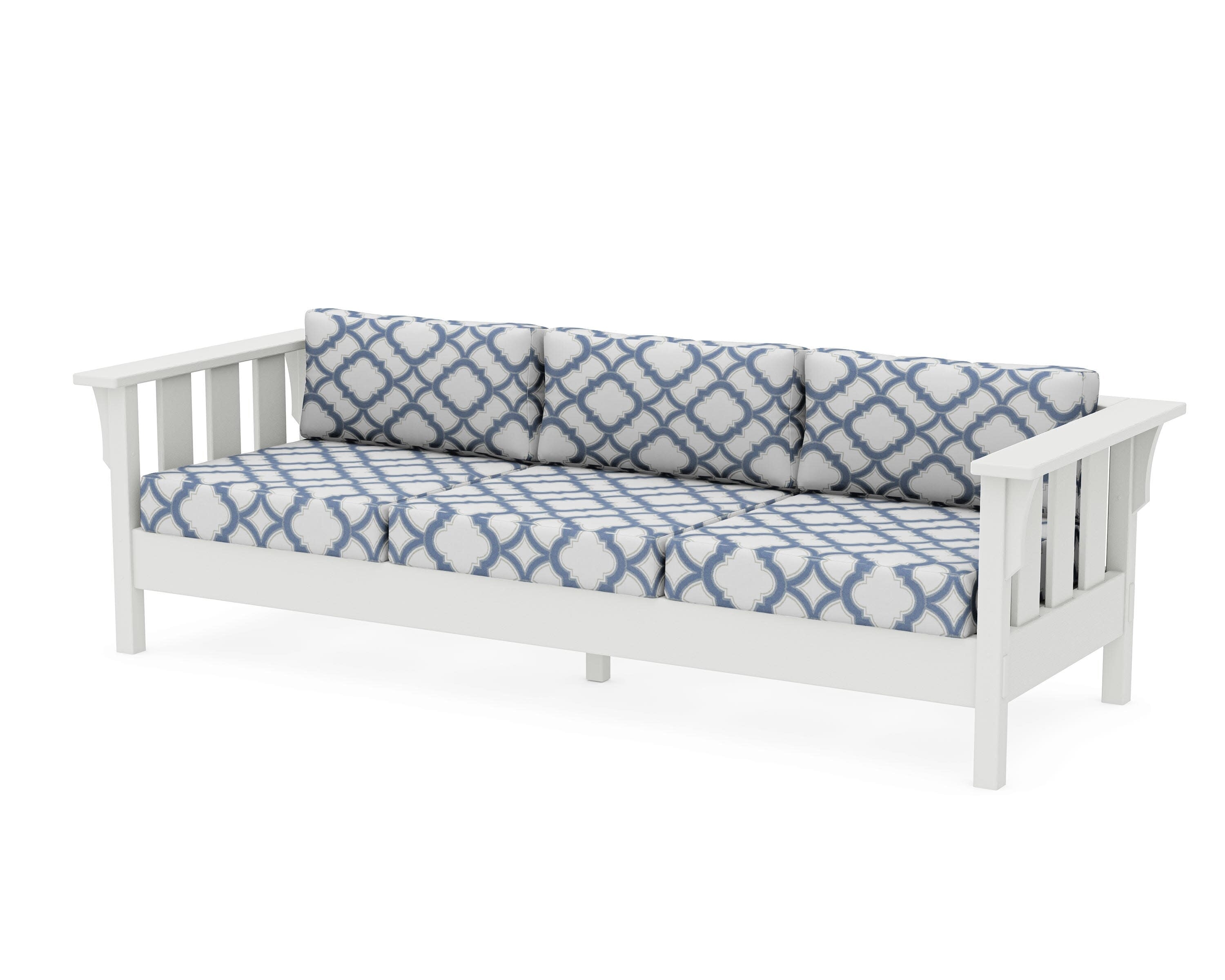 Acadia Deep Seating Sofa in Vintage White / Trellis Sky Blue