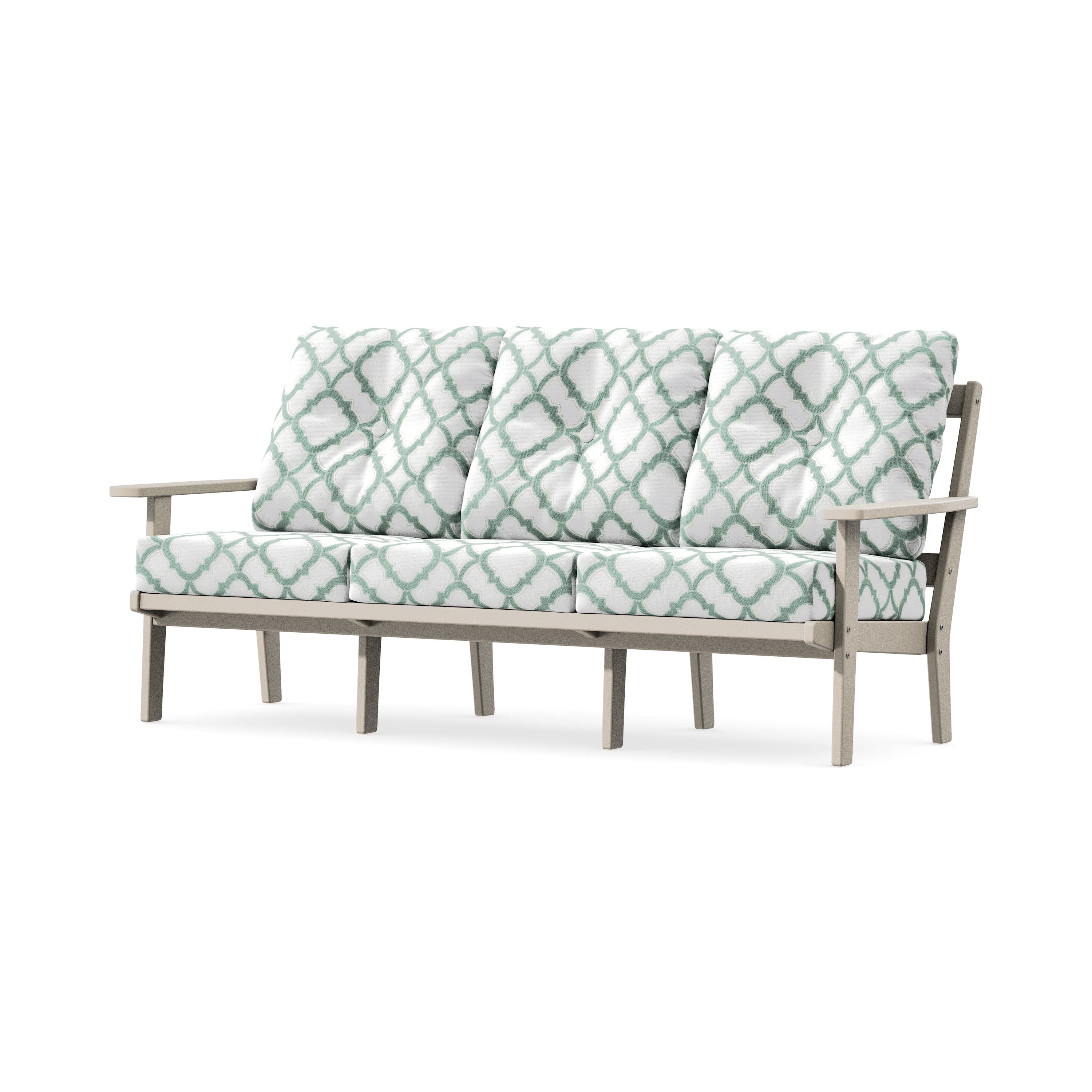 Oxford Deep Seating Sofa in Sand / Trellis Glacier Spa