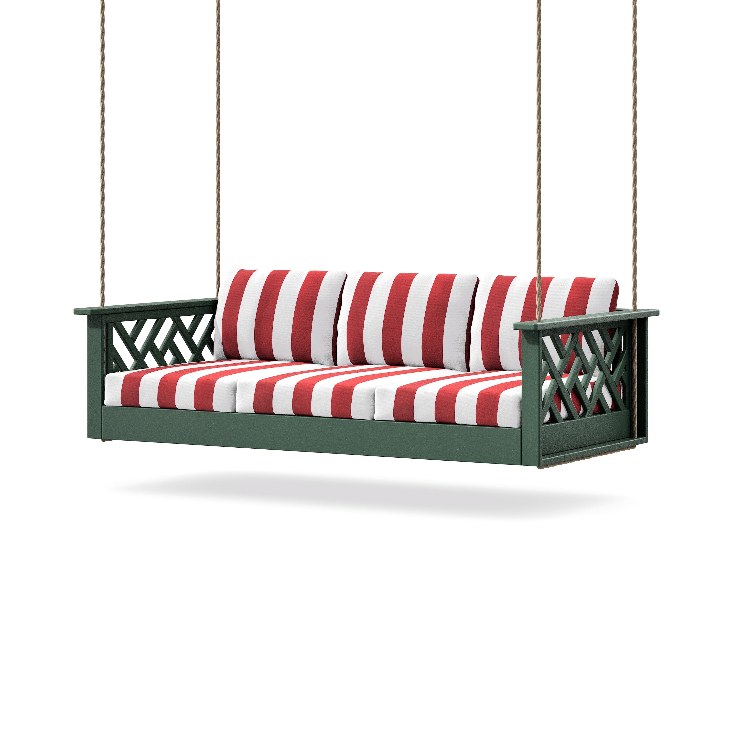 Chippendale Daybed Swing in Green / Cabana Stripe Crimson