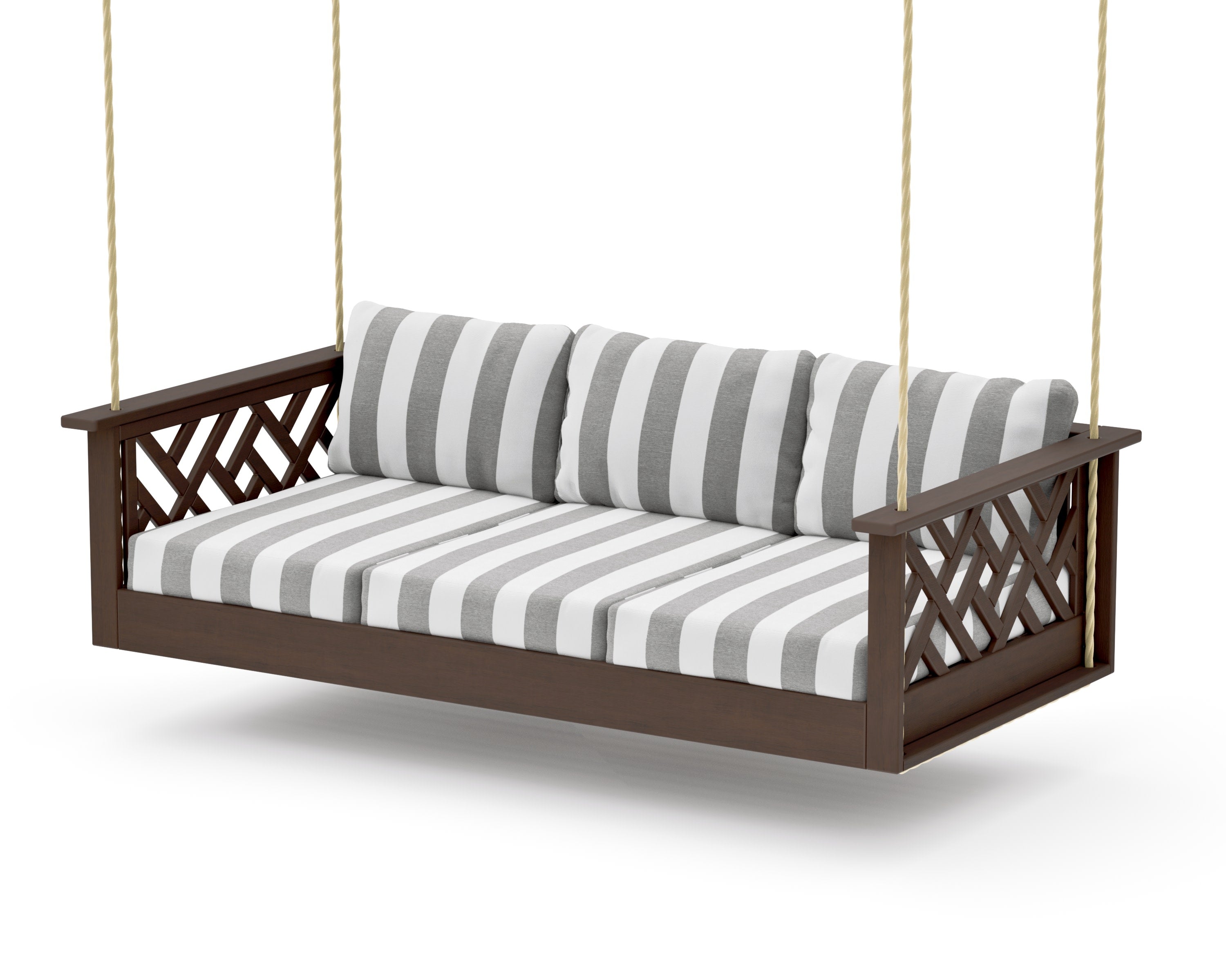 Chippendale Daybed Swing in Kona / Cabana Stripe Grey Mist