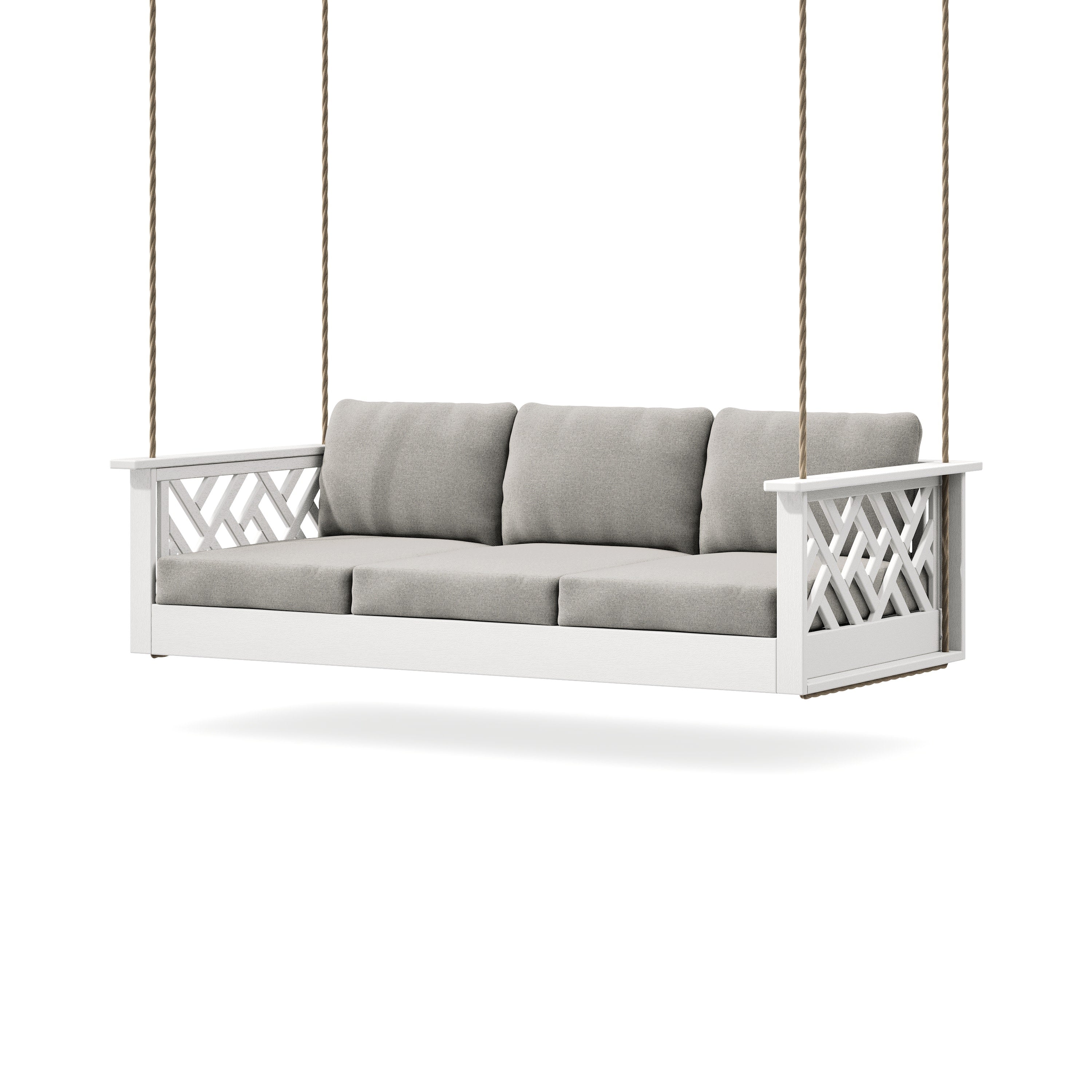 Chippendale Daybed Swing in Vintage White / Weathered Tweed