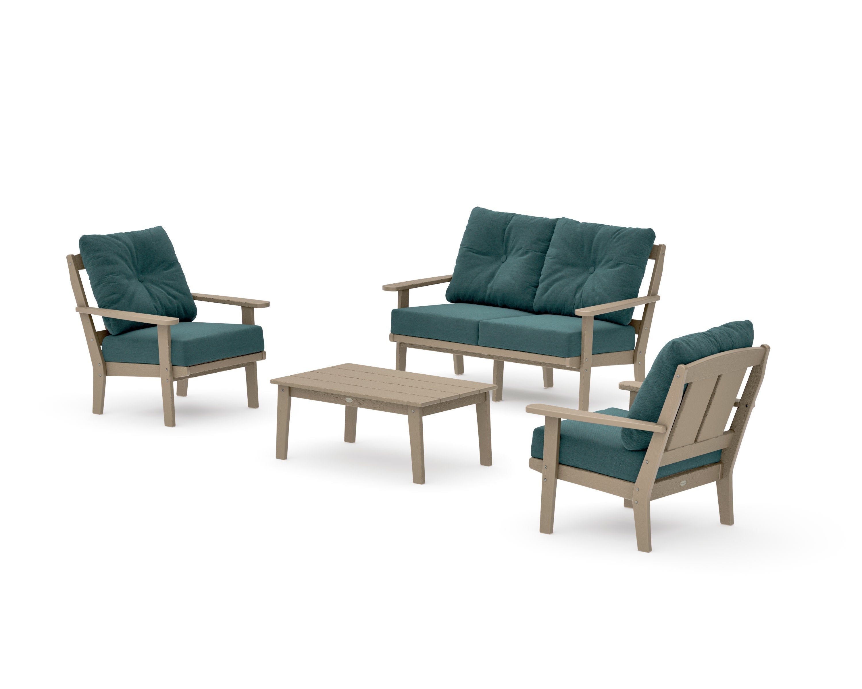 Mission 4-Piece Deep Seating Set with Loveseat in Vintage Sahara / Ocean Teal