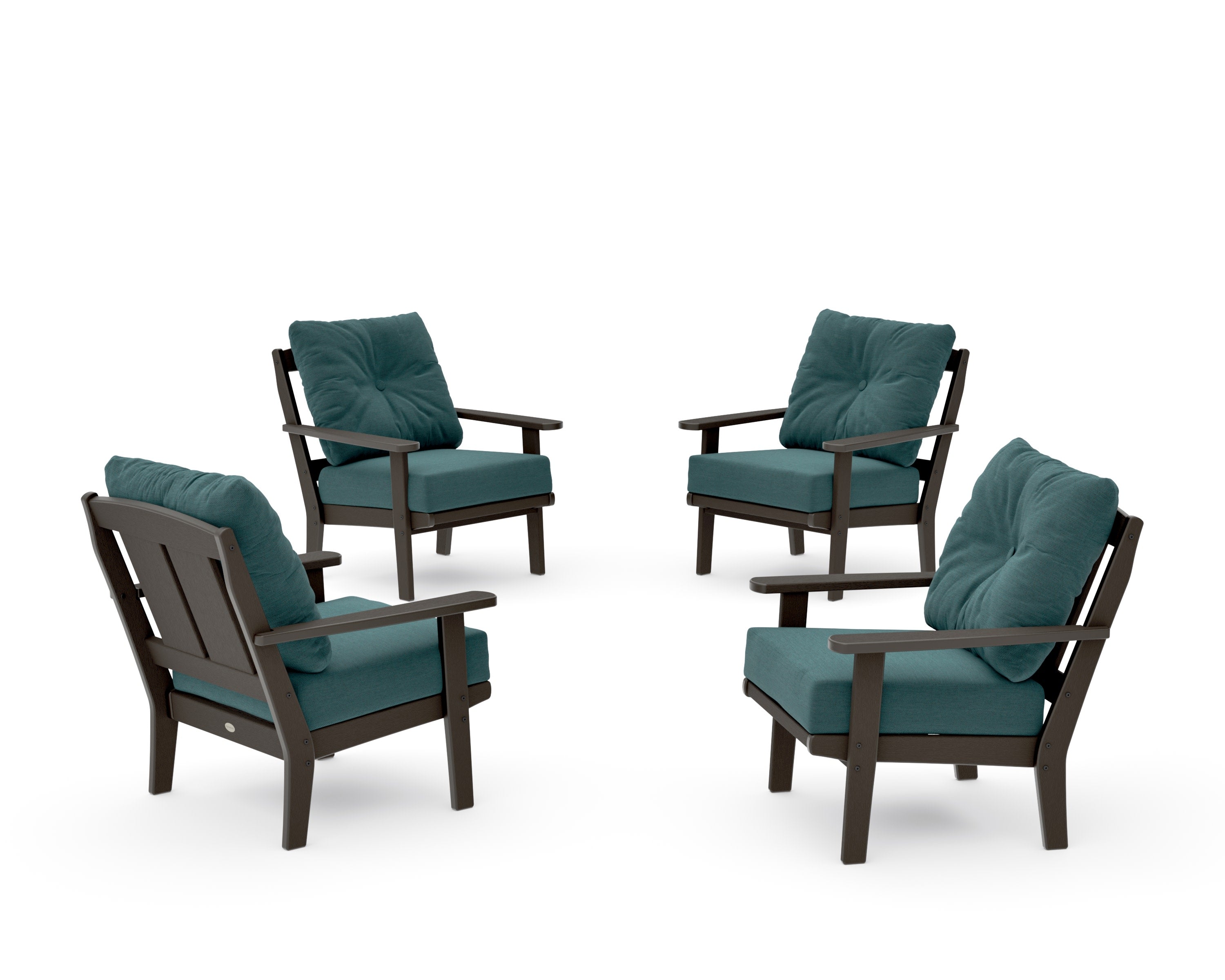 Mission 5-Piece Deep Seating Set with Fire Pit Table in Vintage Coffee / Ocean Teal