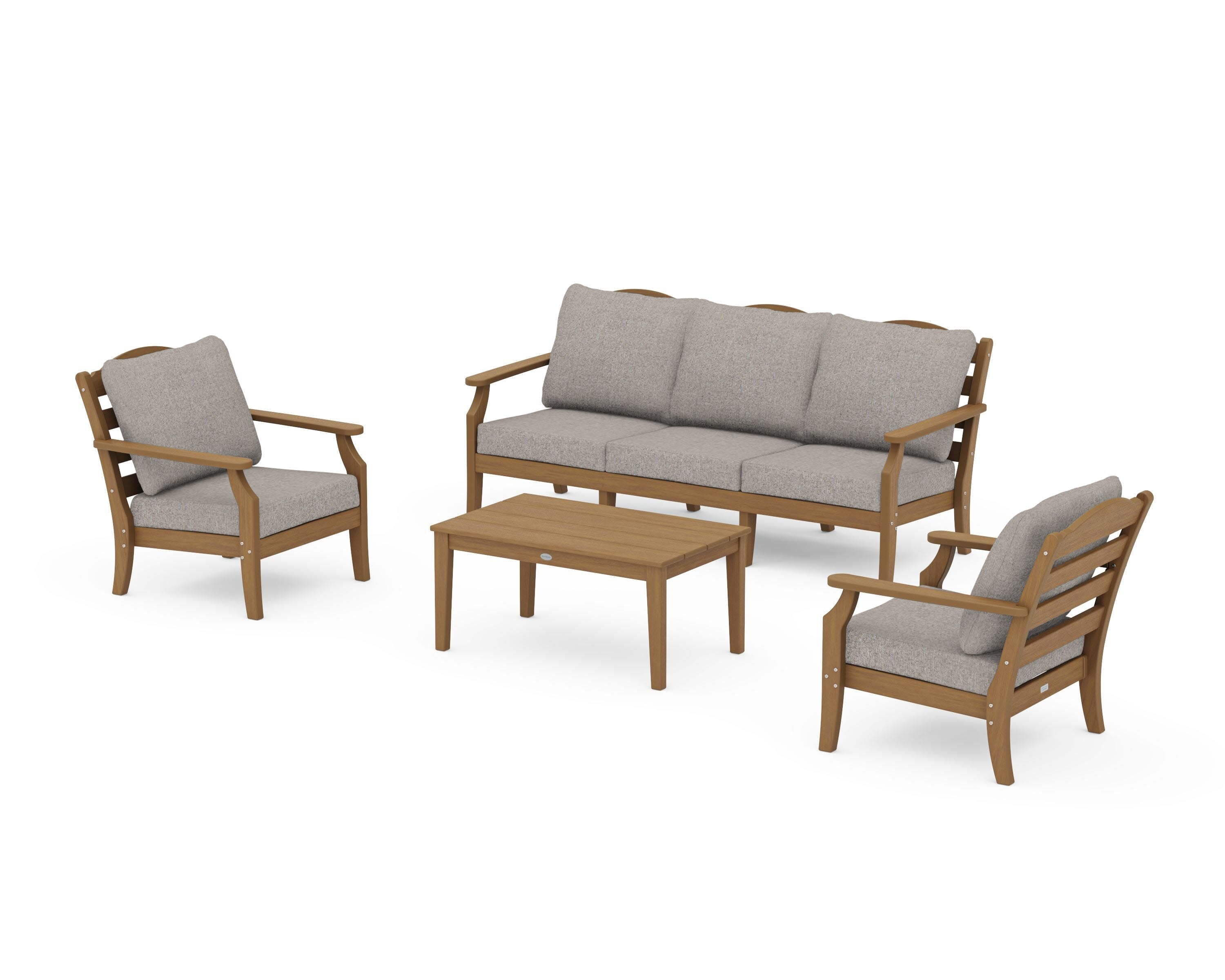 Savannah 4-Piece Deep Seating Set with Sofa in Natural / Weathered Tweed