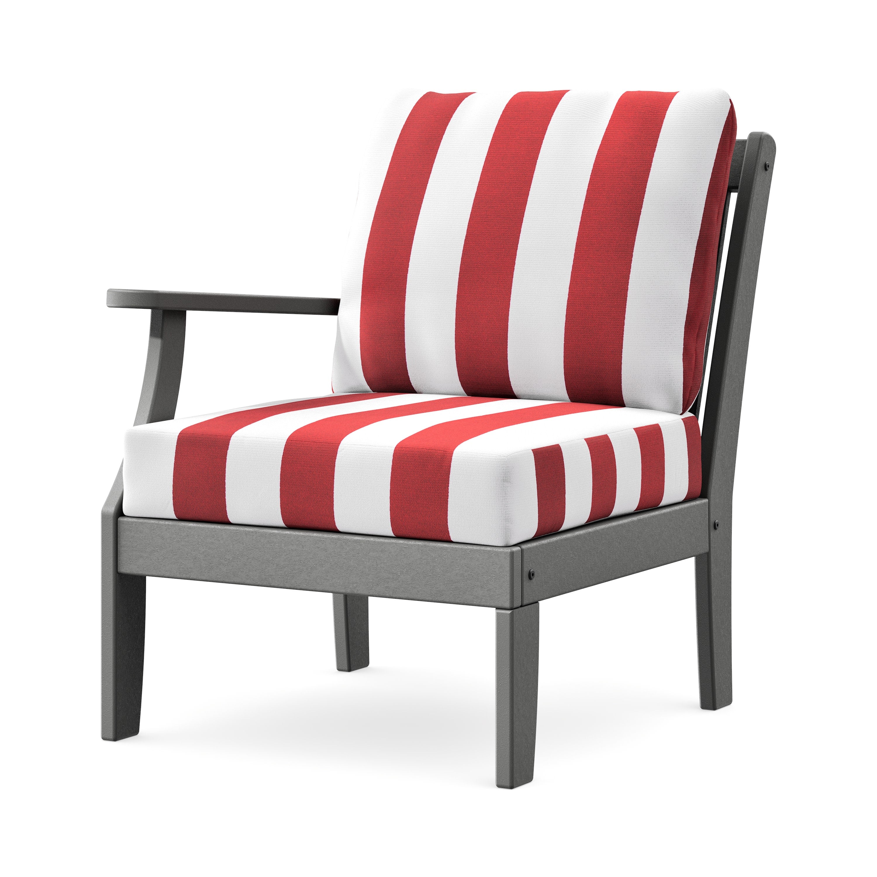 Braxton Modular Left Arm Chair in Slate Grey / Cabana Stripe Crimson