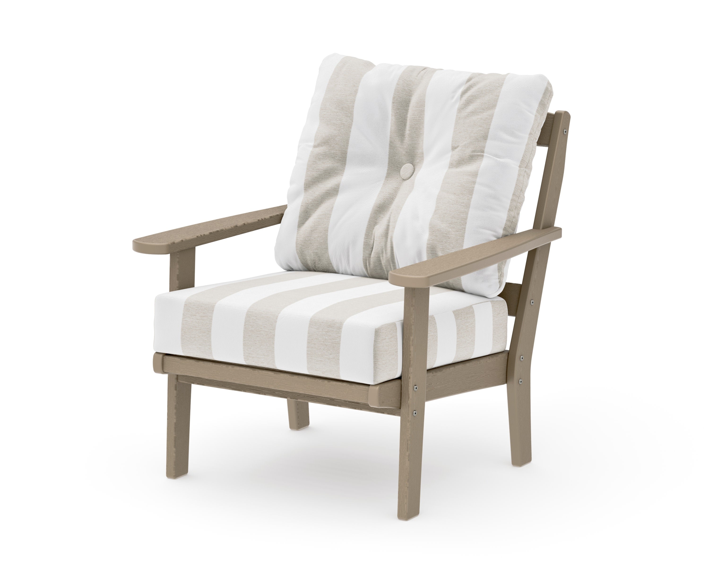 Mission Deep Seating Chair in Vintage Sahara / Cabana Stripe Dune Burlap
