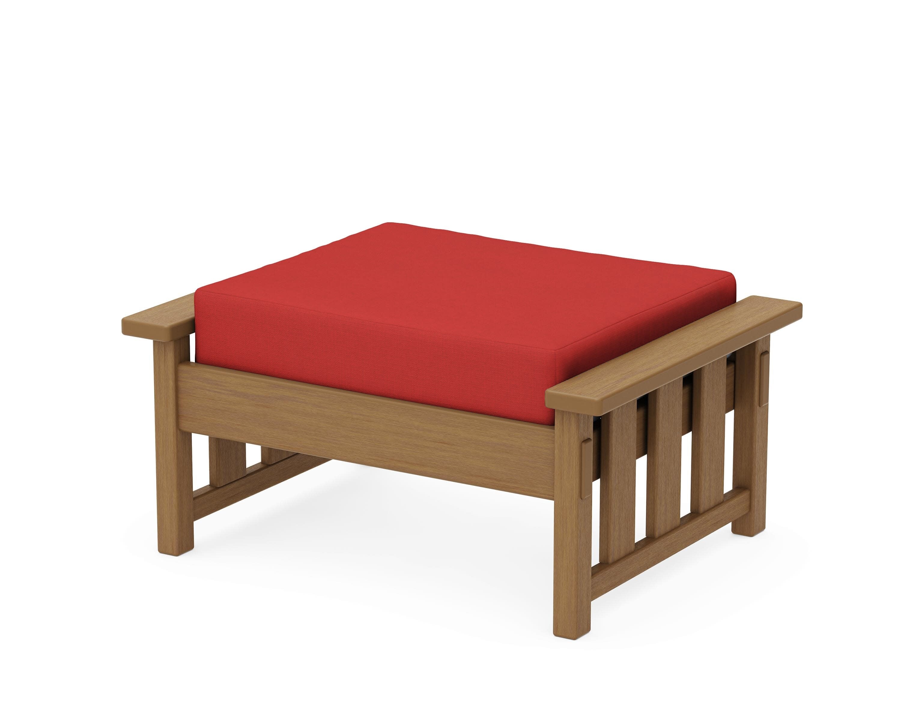 Acadia Deep Seating Ottoman in Natural / Crimson Linen