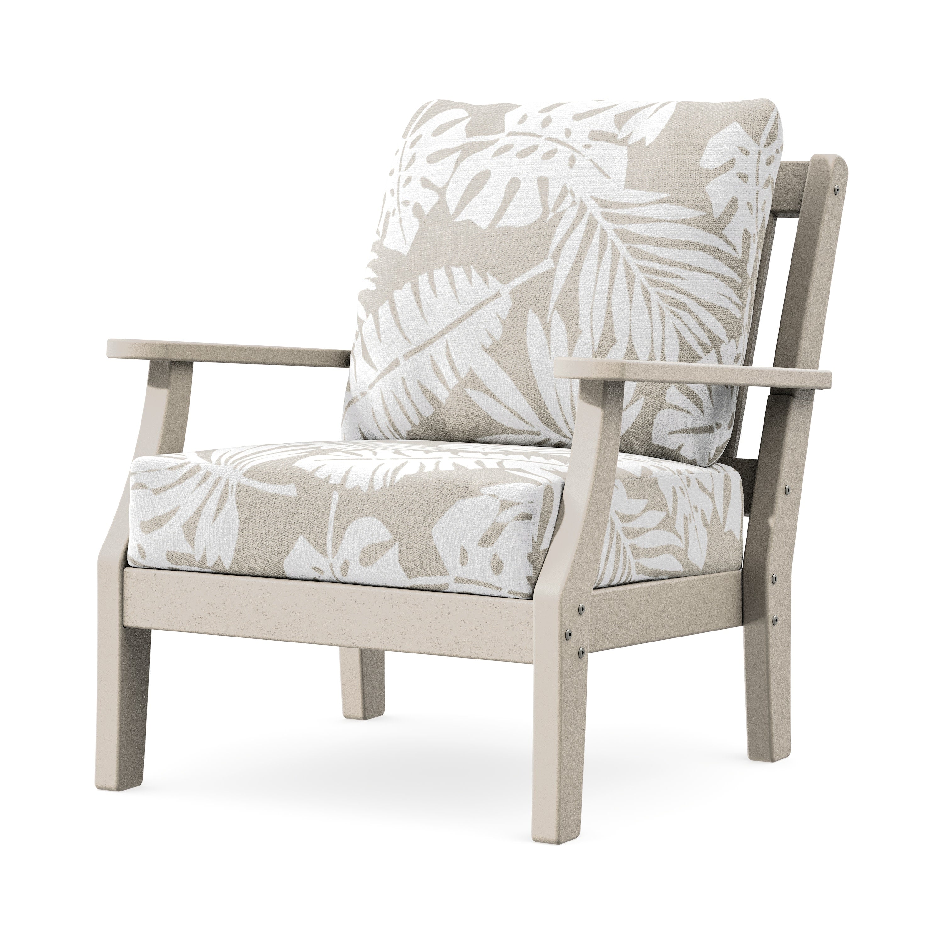 Chinoiserie Deep Seating Chair in Sand / Leaf Dune Burlap