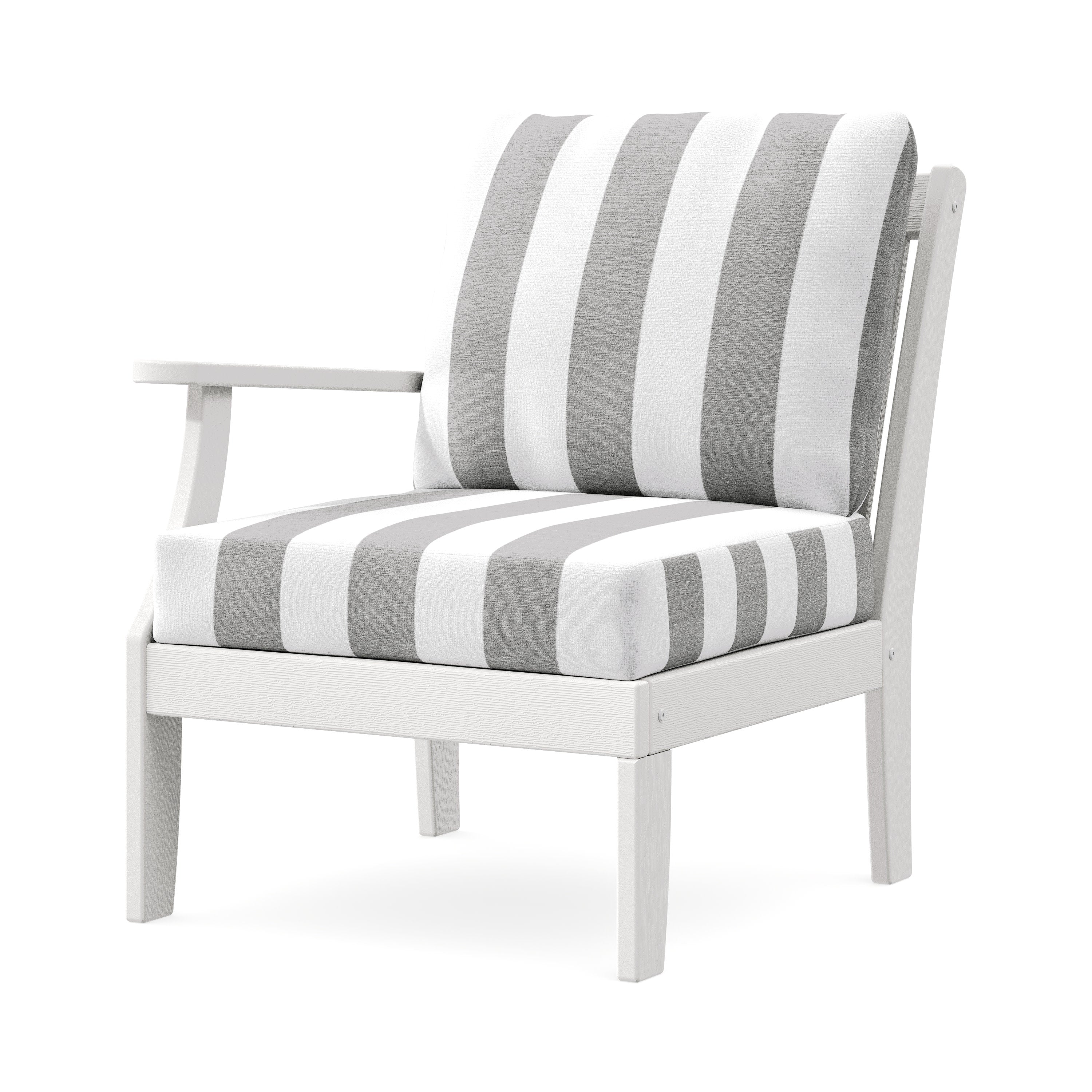 Braxton Modular Left Arm Chair in Vintage White / Cabana Stripe Grey Mist