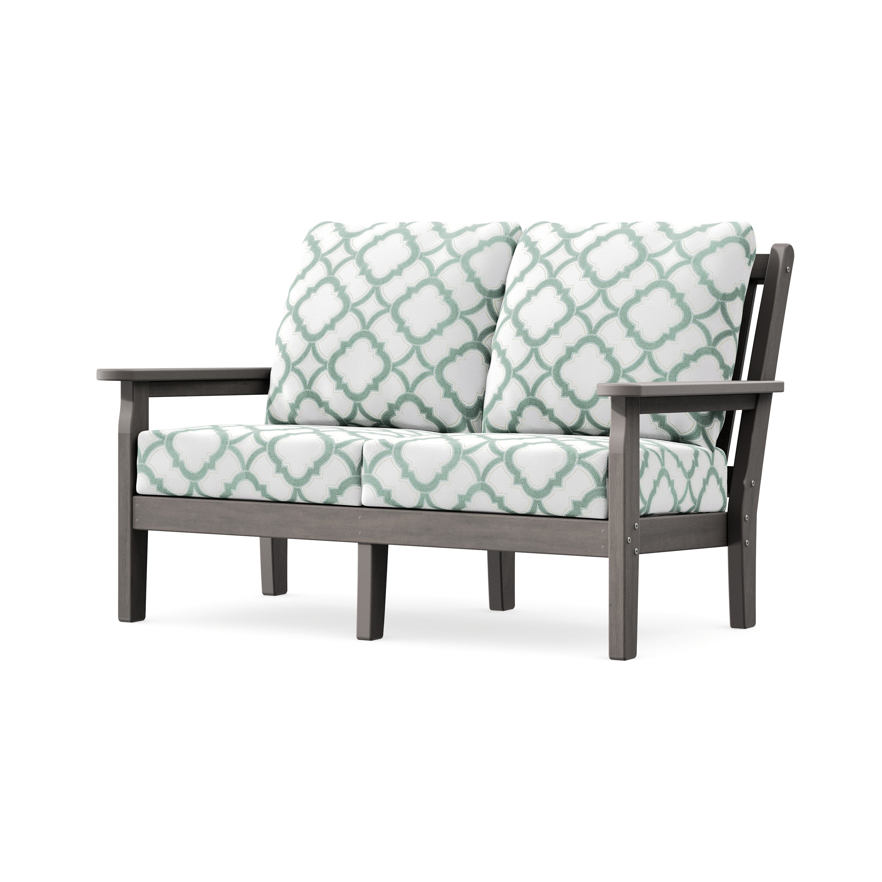 Chippendale Deep Seating Loveseat in Driftwood / Trellis Glacier Spa