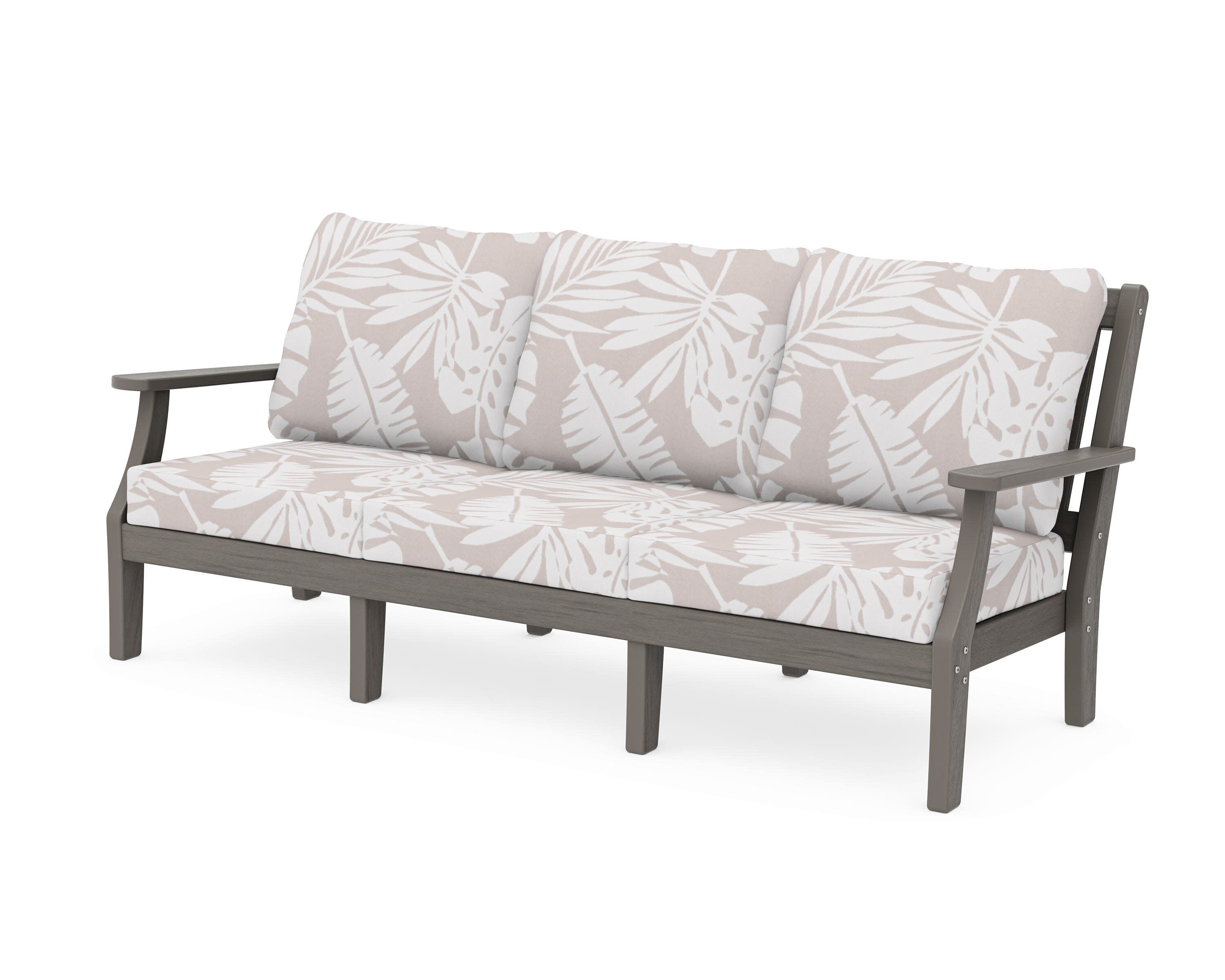 Chinoiserie Deep Seating Sofa in Driftwood / Leaf Dune Burlap