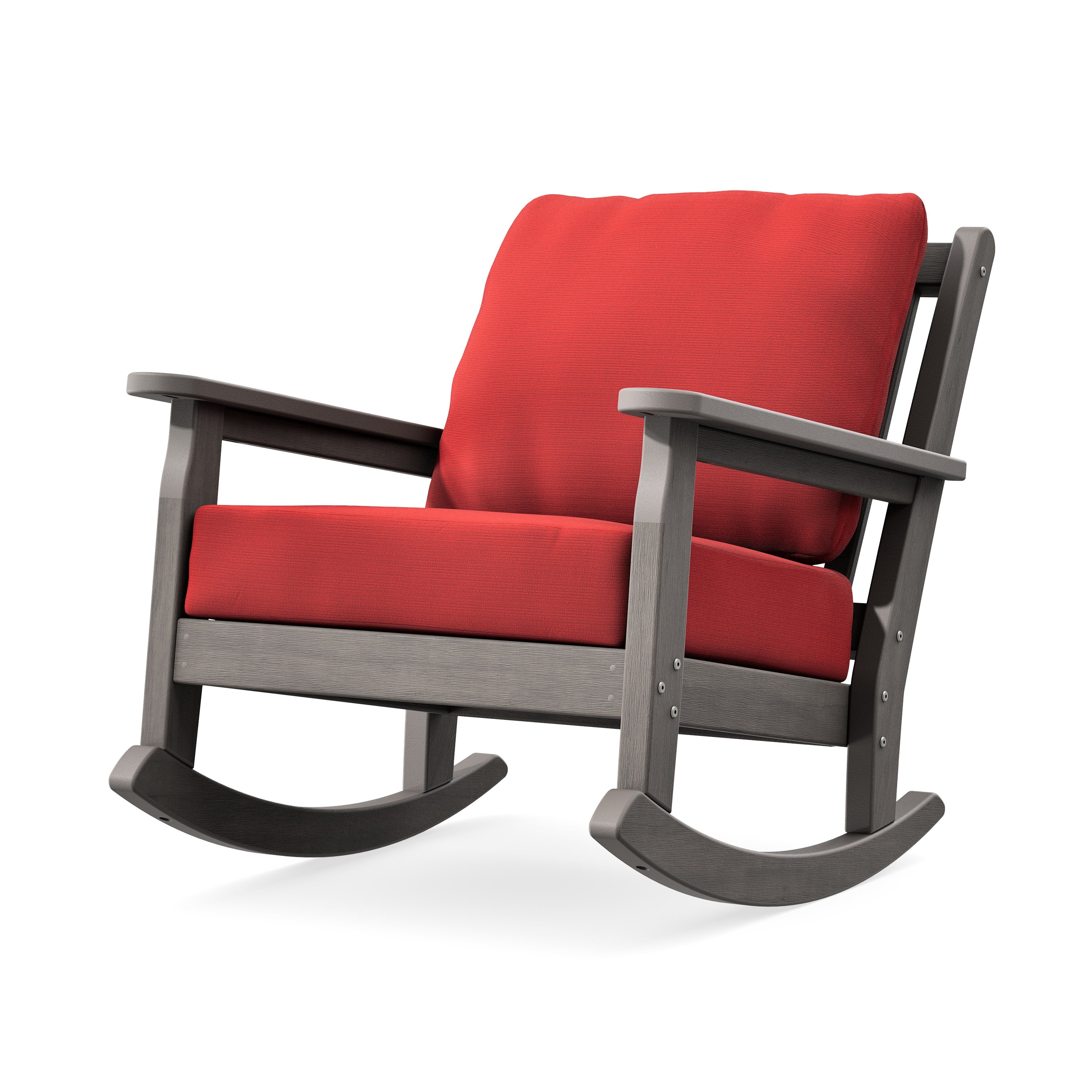 Chippendale Deep Seating Rocking Chair in Driftwood / Crimson Linen