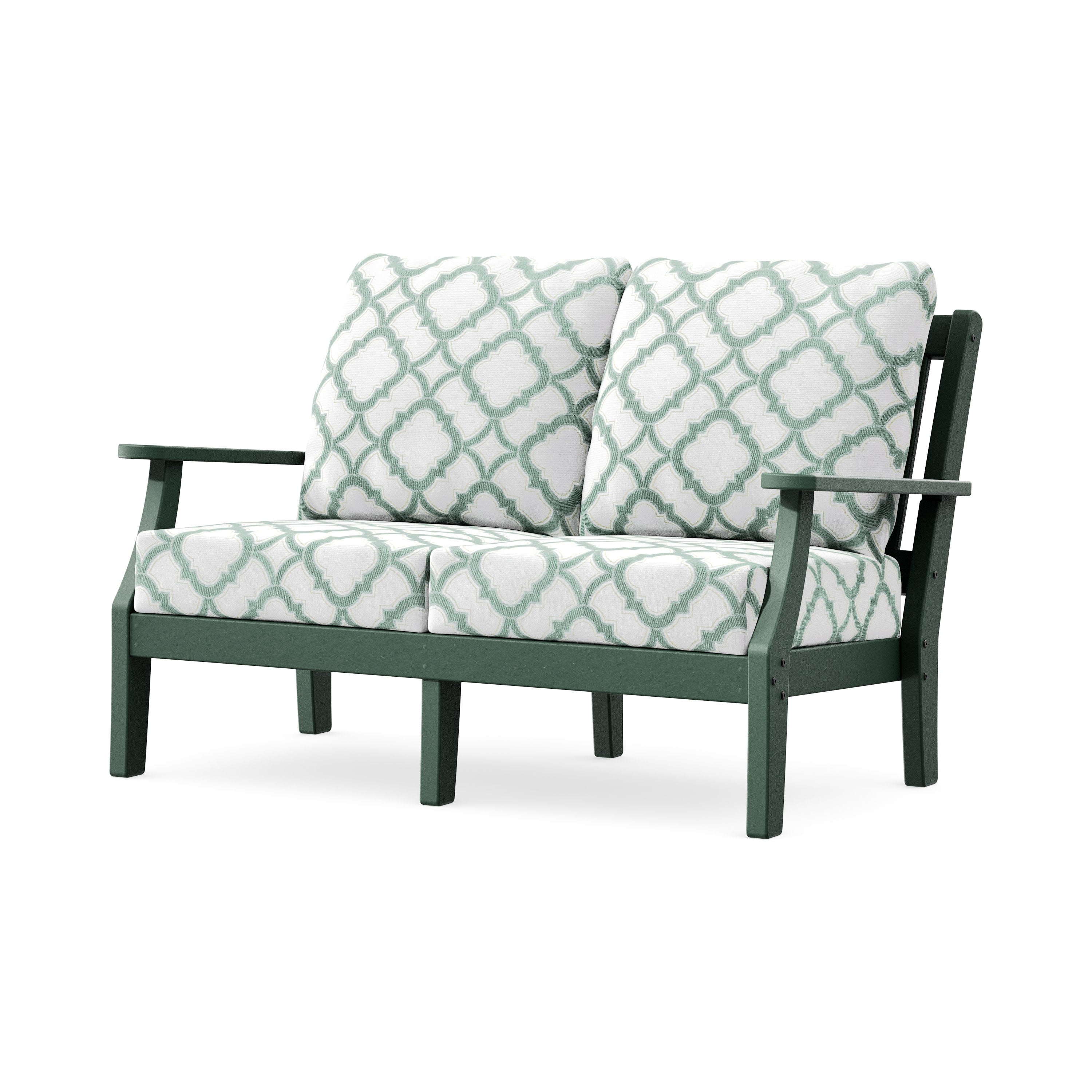Chinoiserie Deep Seating Loveseat in Green / Trellis Glacier Spa