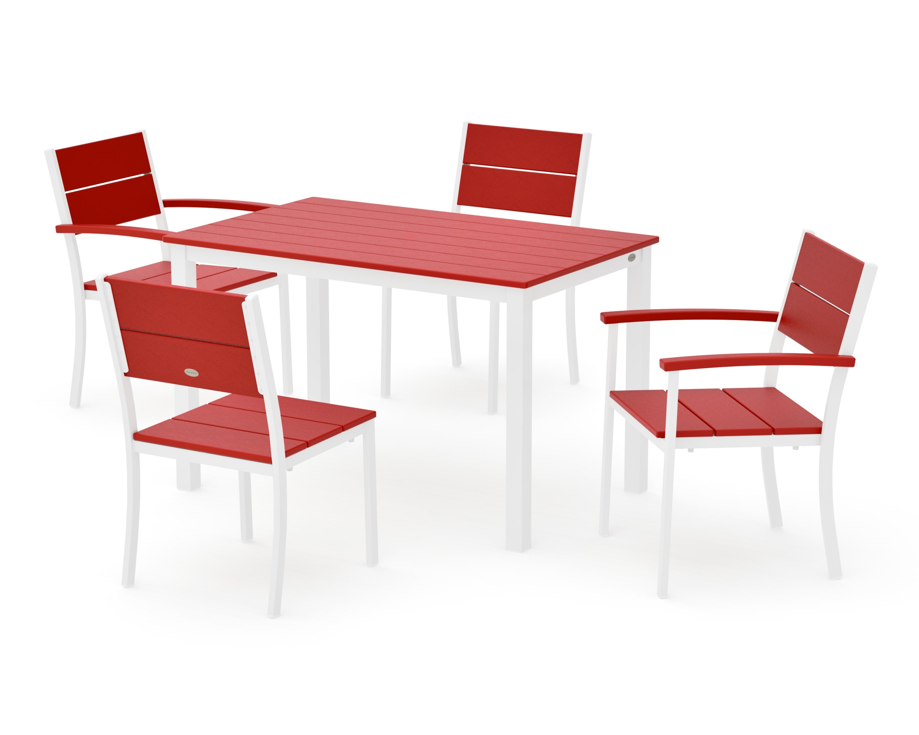 Main Street 5-Piece Dining Set in White / Sunset Red