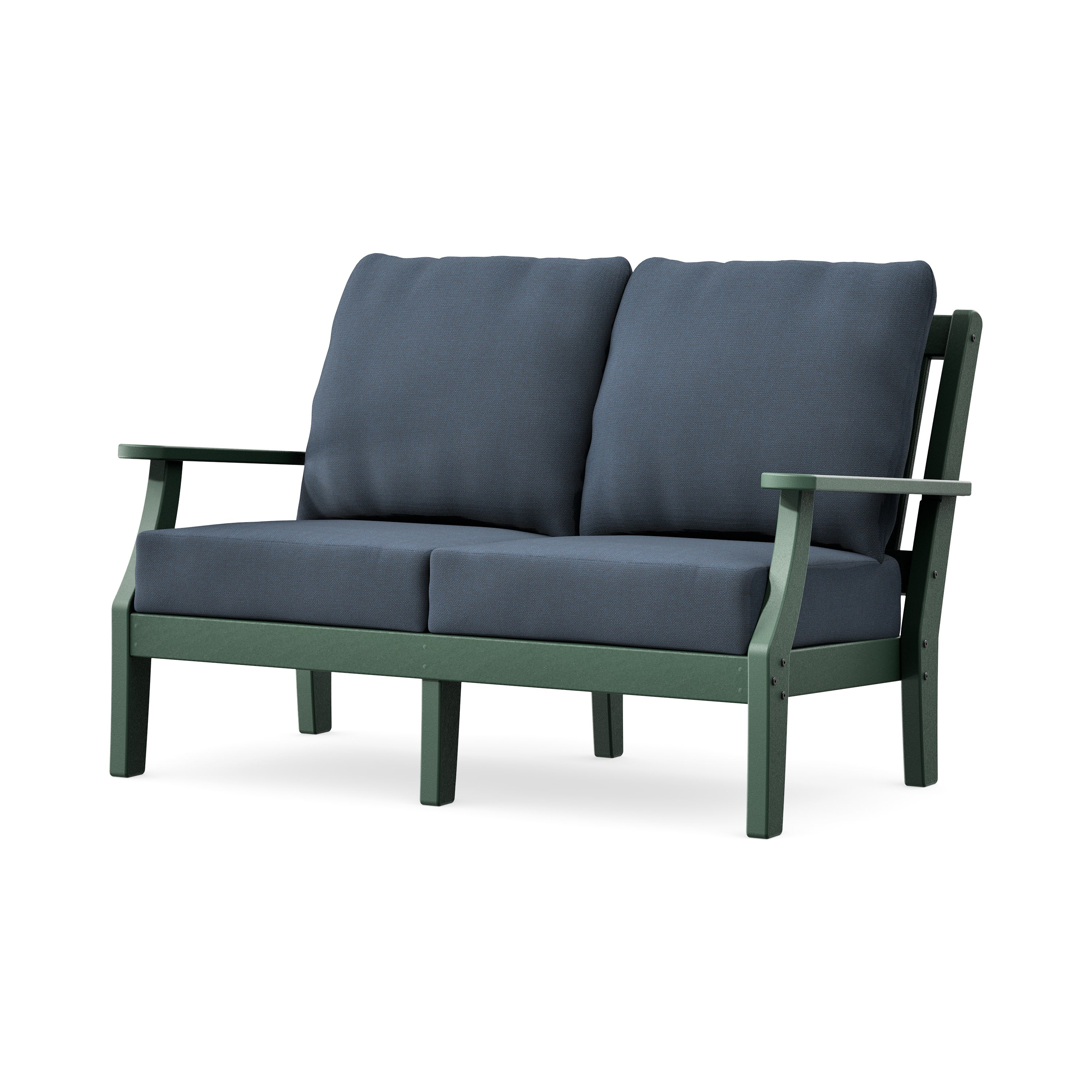 Chinoiserie Deep Seating Loveseat in Green / Marine Indigo