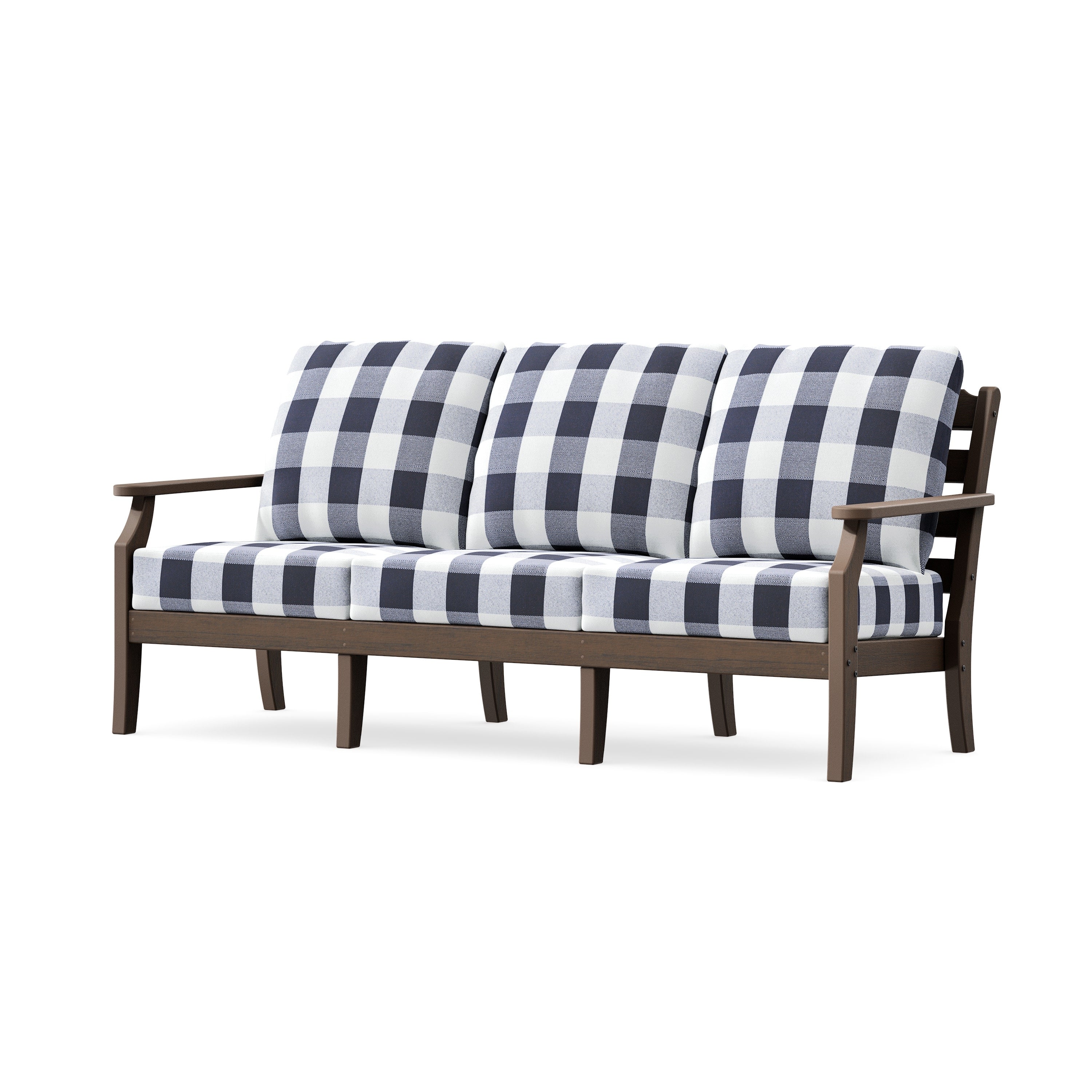 Savannah Deep Seating Sofa in Kona / Buffalo Plaid Navy