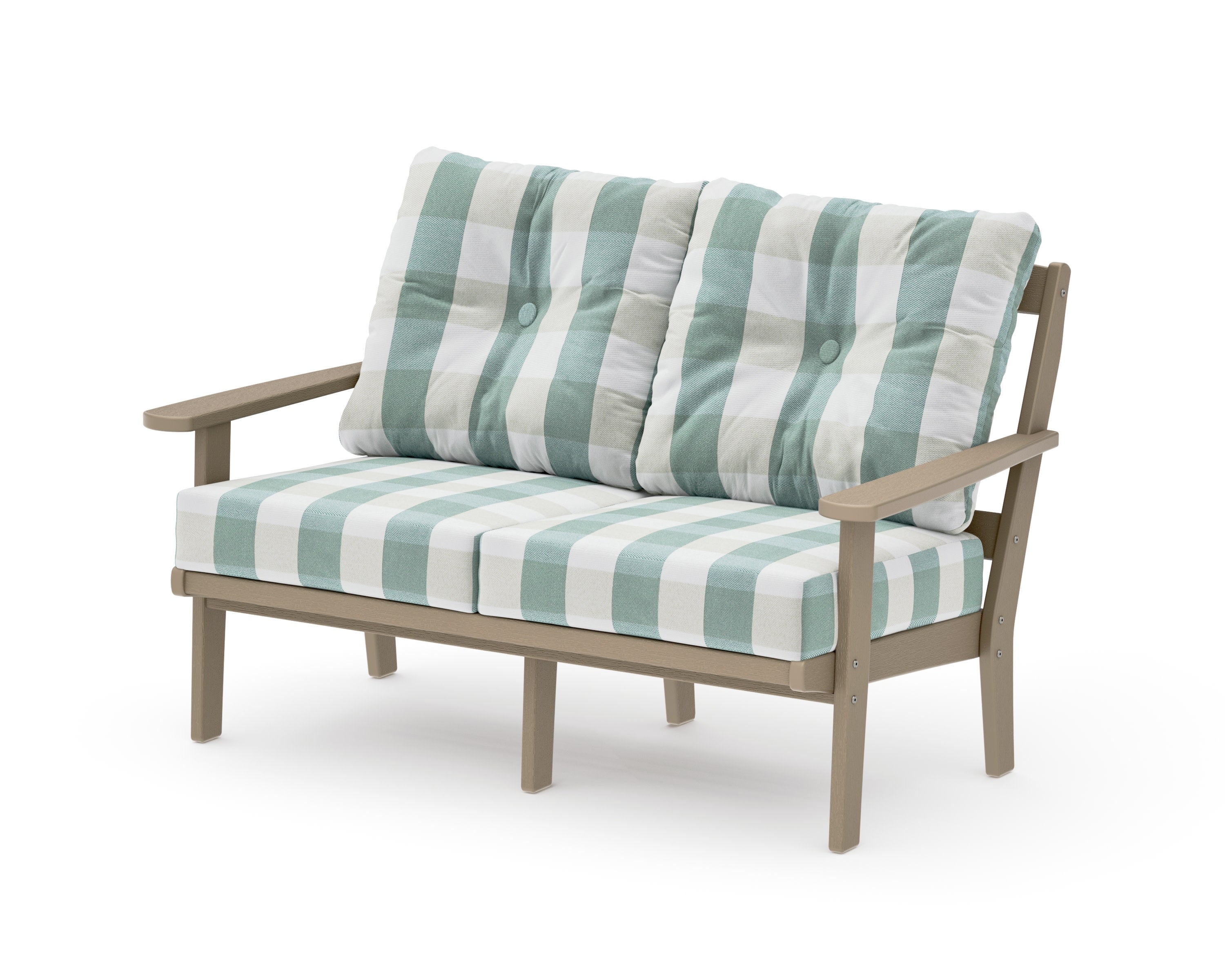 Mission Deep SeatingLoveseat in Vintage Sahara / Buffalo Plaid Glacier Spa