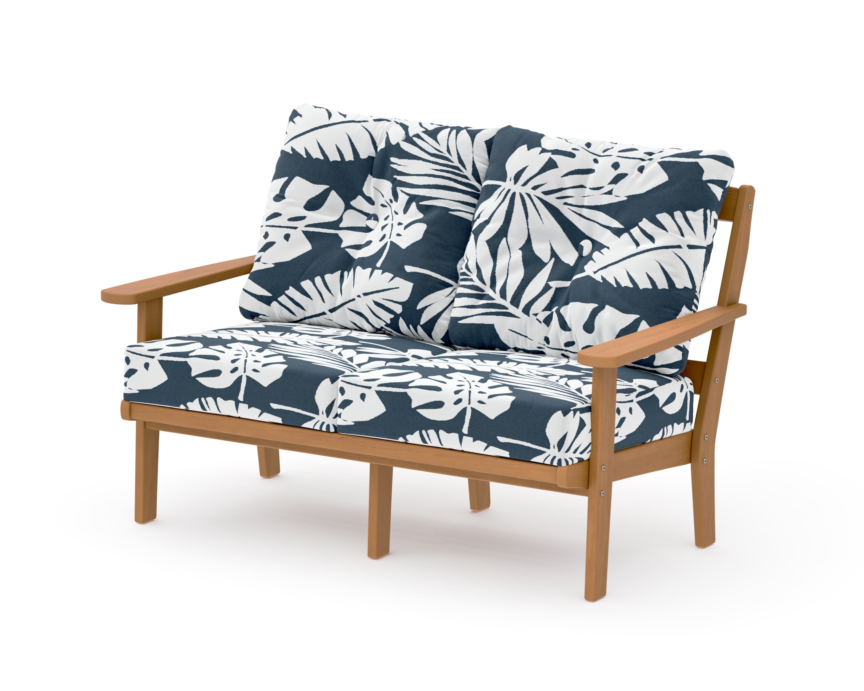 Mission Deep SeatingLoveseat in Natural / Leaf Marine Indigo