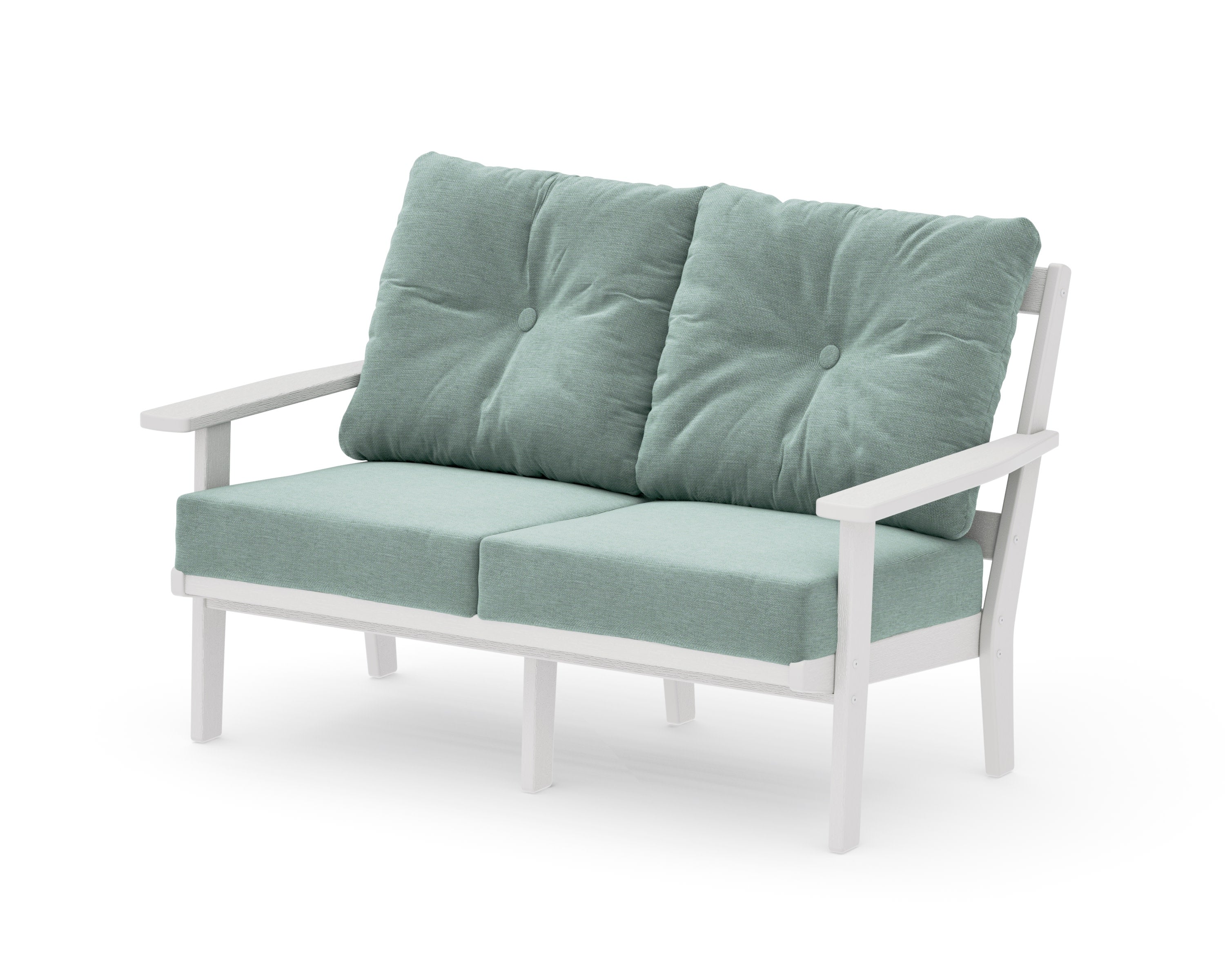 Oxford Deep SeatingLoveseat in Vintage White / Glacier Spa
