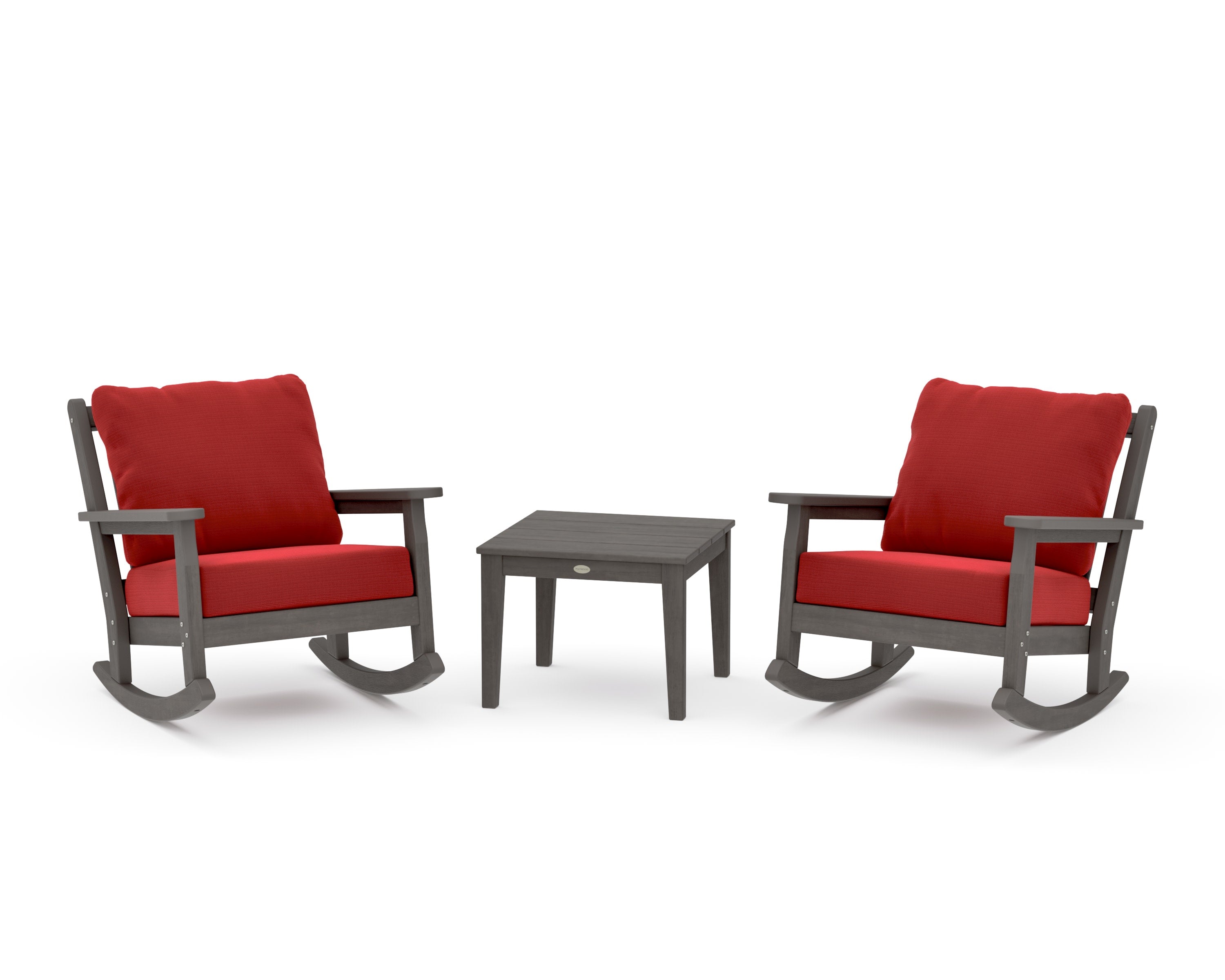 Chippendale 3-Piece Deep Seating Rocker Set in Driftwood / Crimson Linen