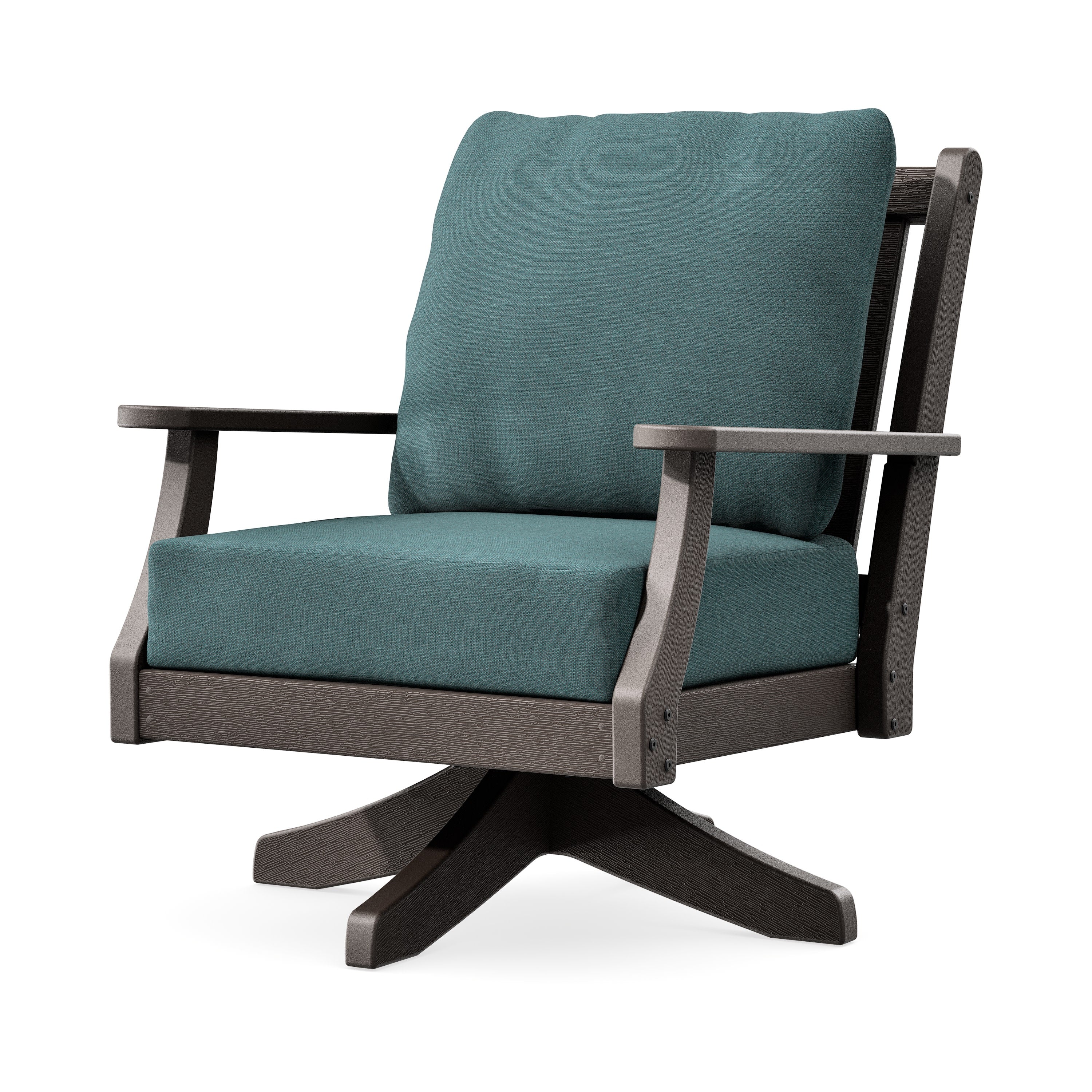 Wovendale Deep Seating Swivel Chair in Vintage Coffee / Ocean Teal