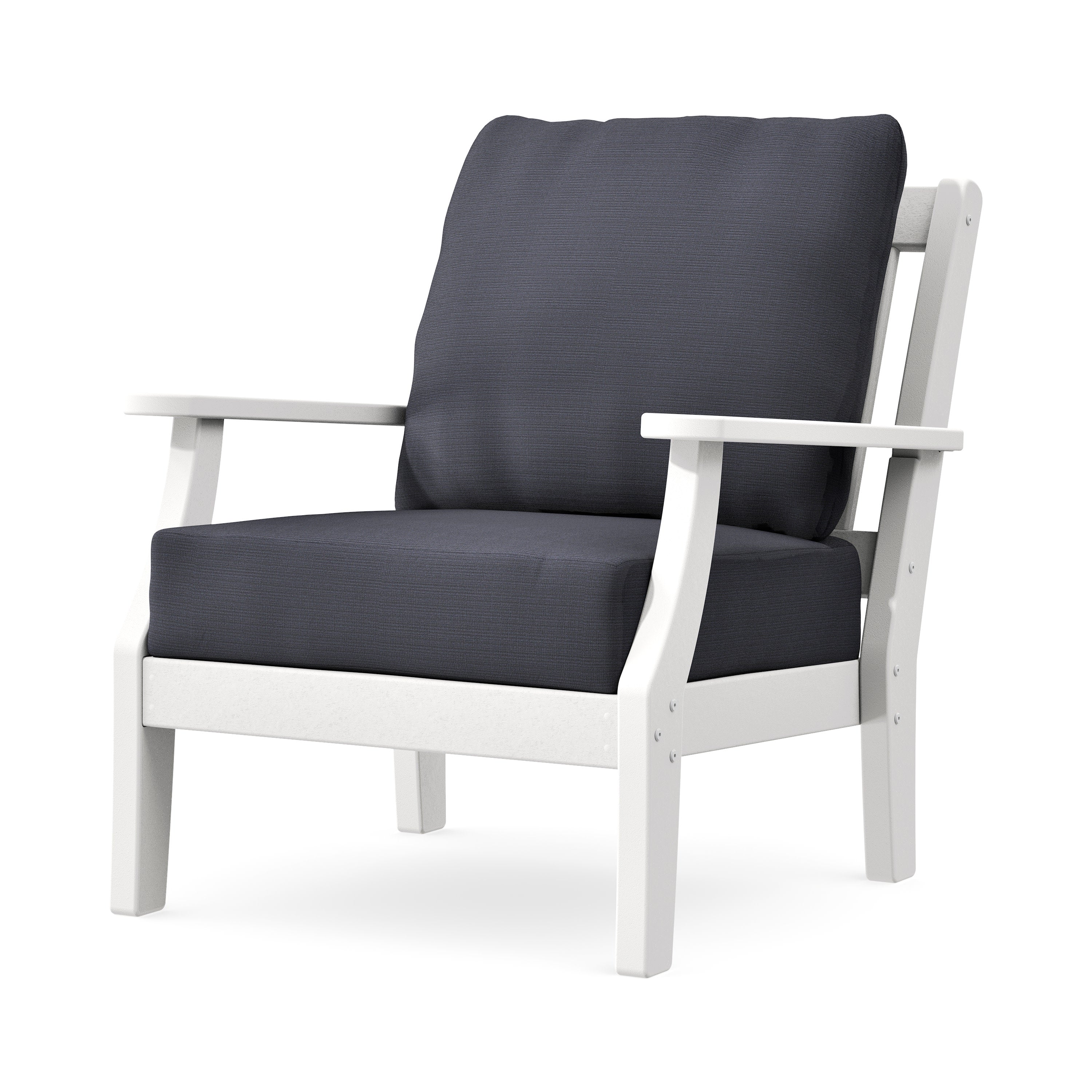 Chinoiserie Deep Seating Chair in White / Midnight Linen