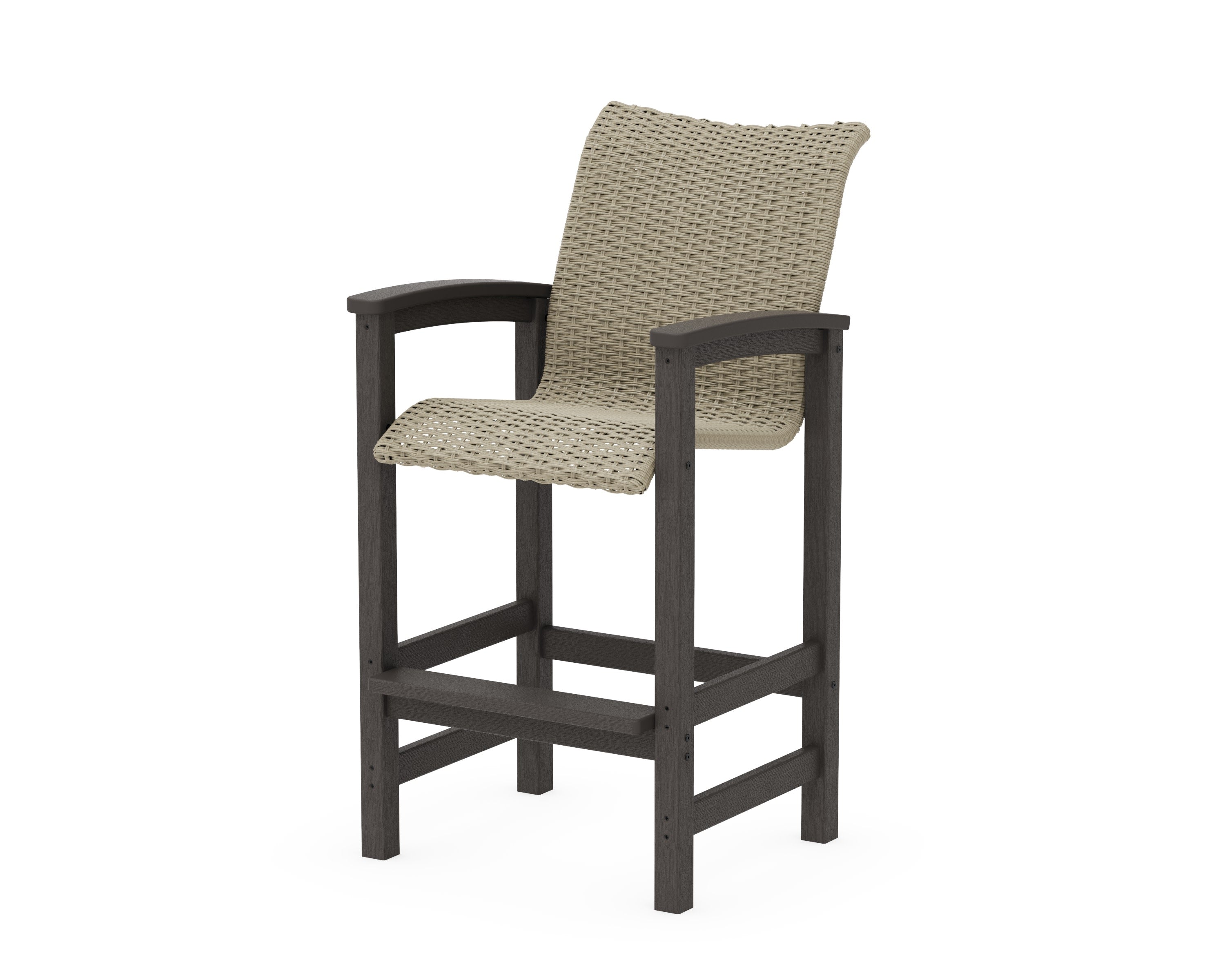 Coastal Woven Bar Chair in Vintage Coffee / Dune Grass