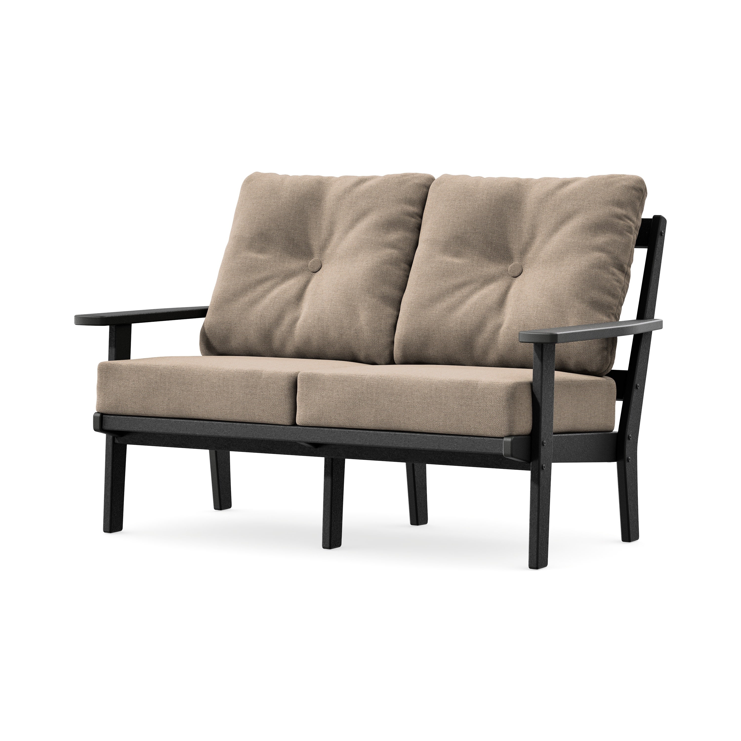Prairie Deep SeatingLoveseat in Black / Spiced Burlap