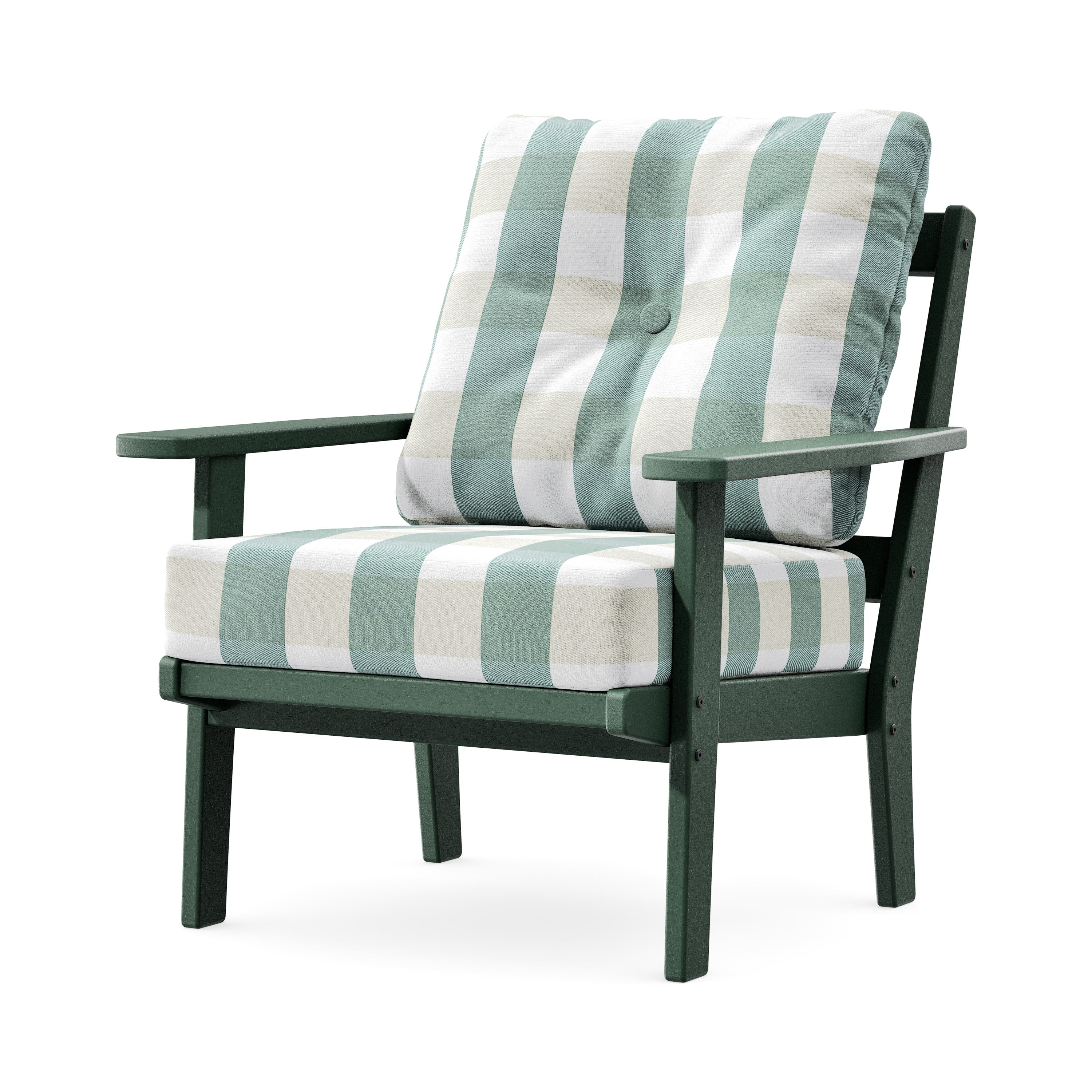 Prairie Deep Seating Chair in Green / Buffalo Plaid Glacier Spa