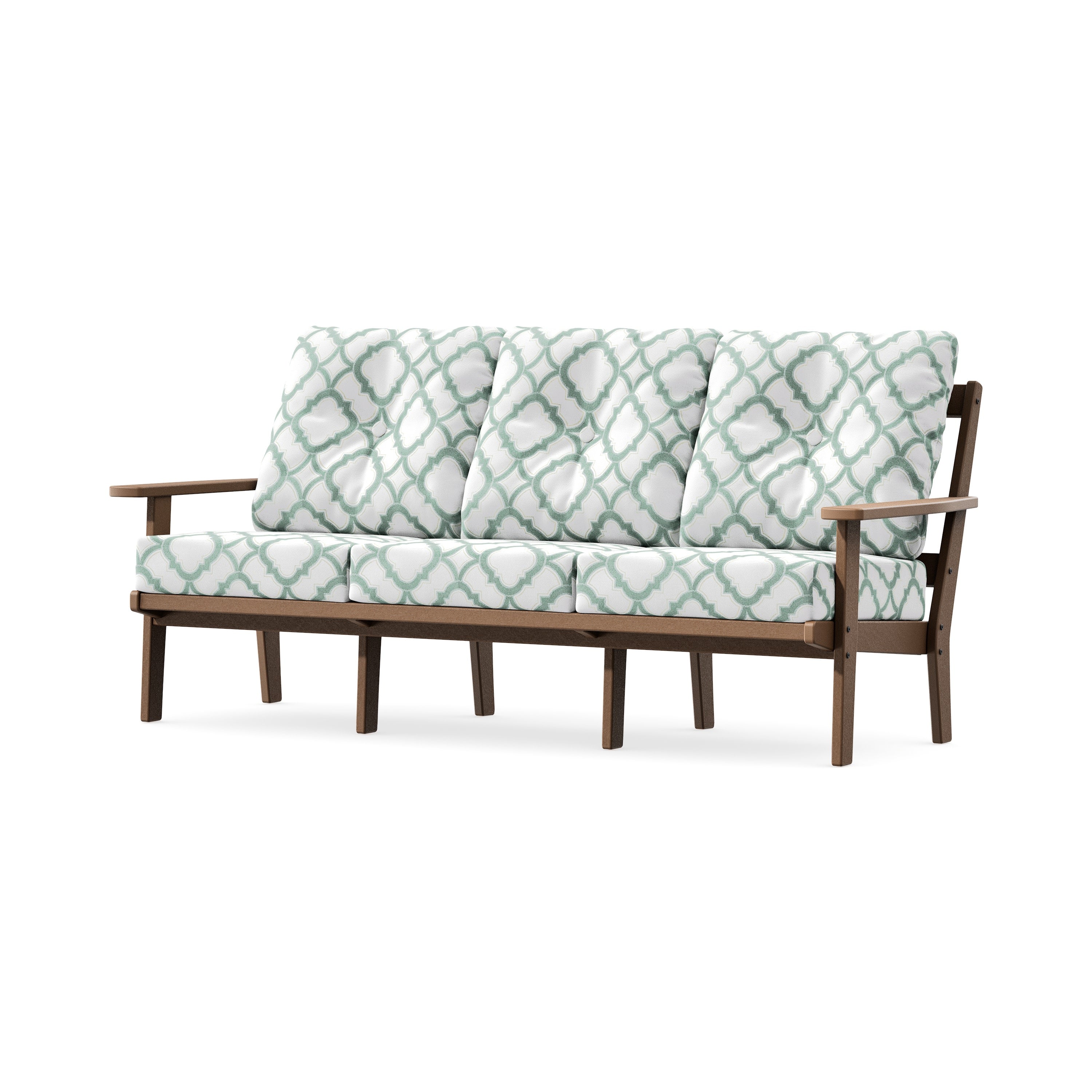 PrairieDeep Seating Sofa in Teak / Trellis Glacier Spa