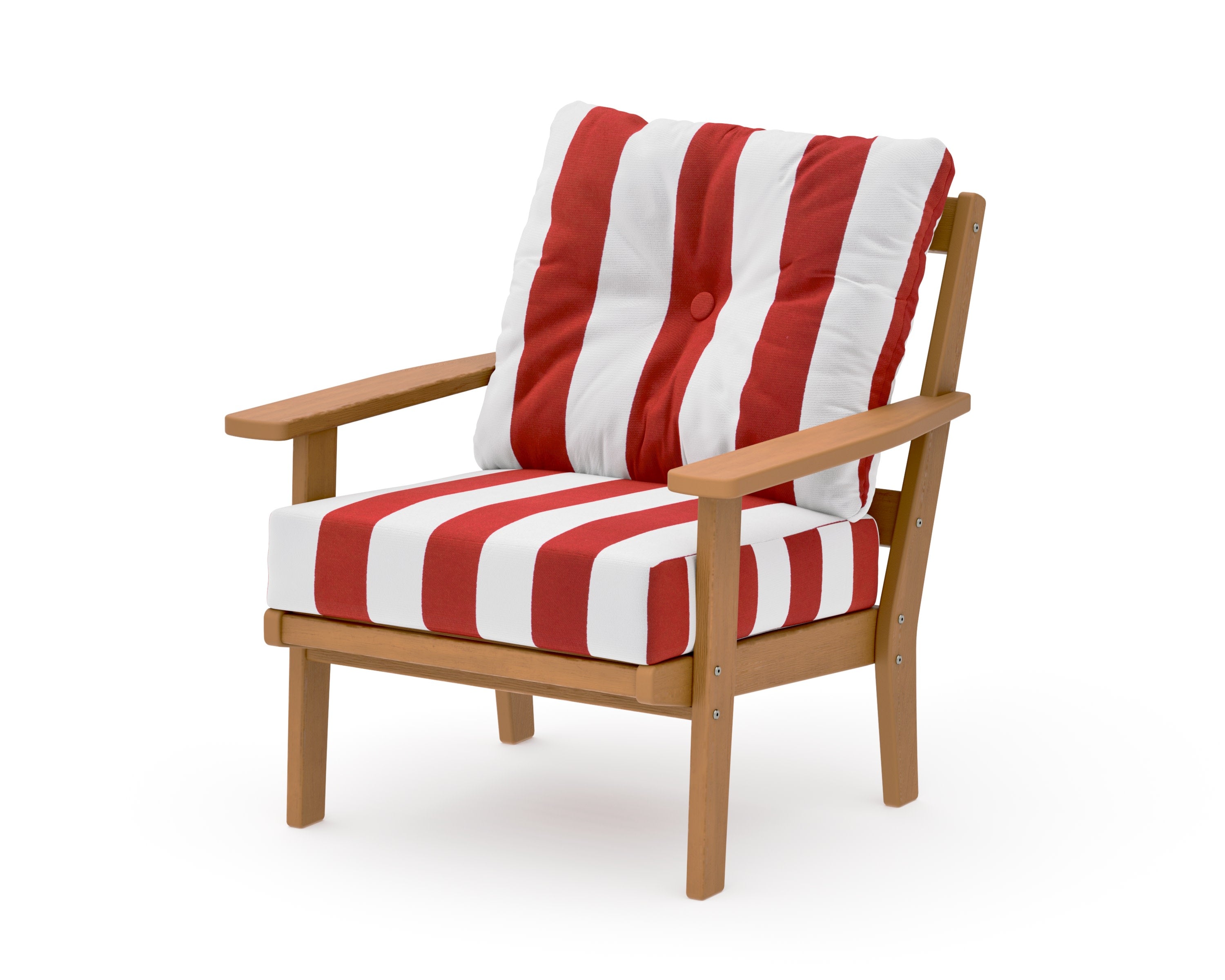 Prairie Deep Seating Chair in Natural / Cabana Stripe Crimson