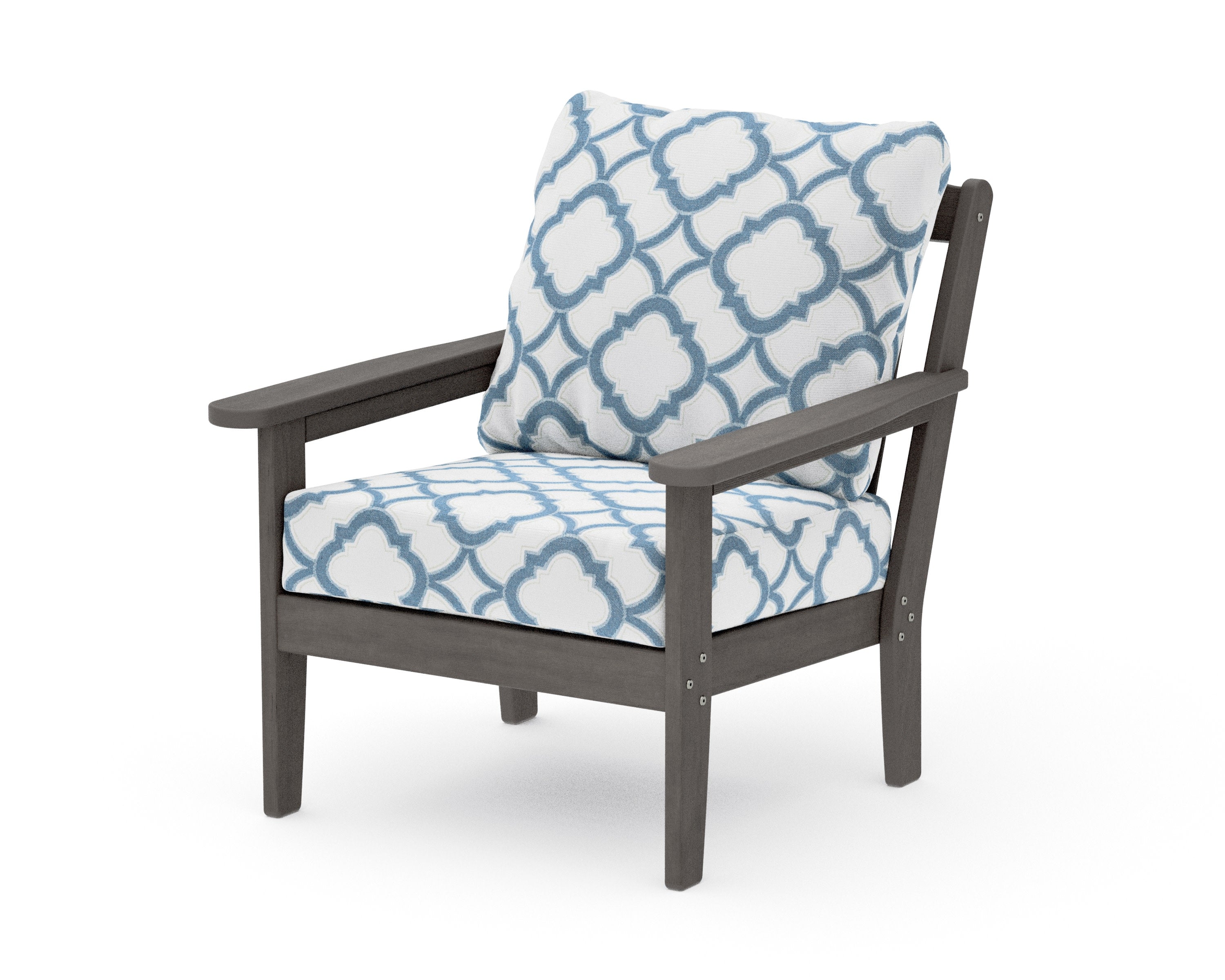 Cottage Deep Seating Chair in Driftwood / Trellis Sky Blue