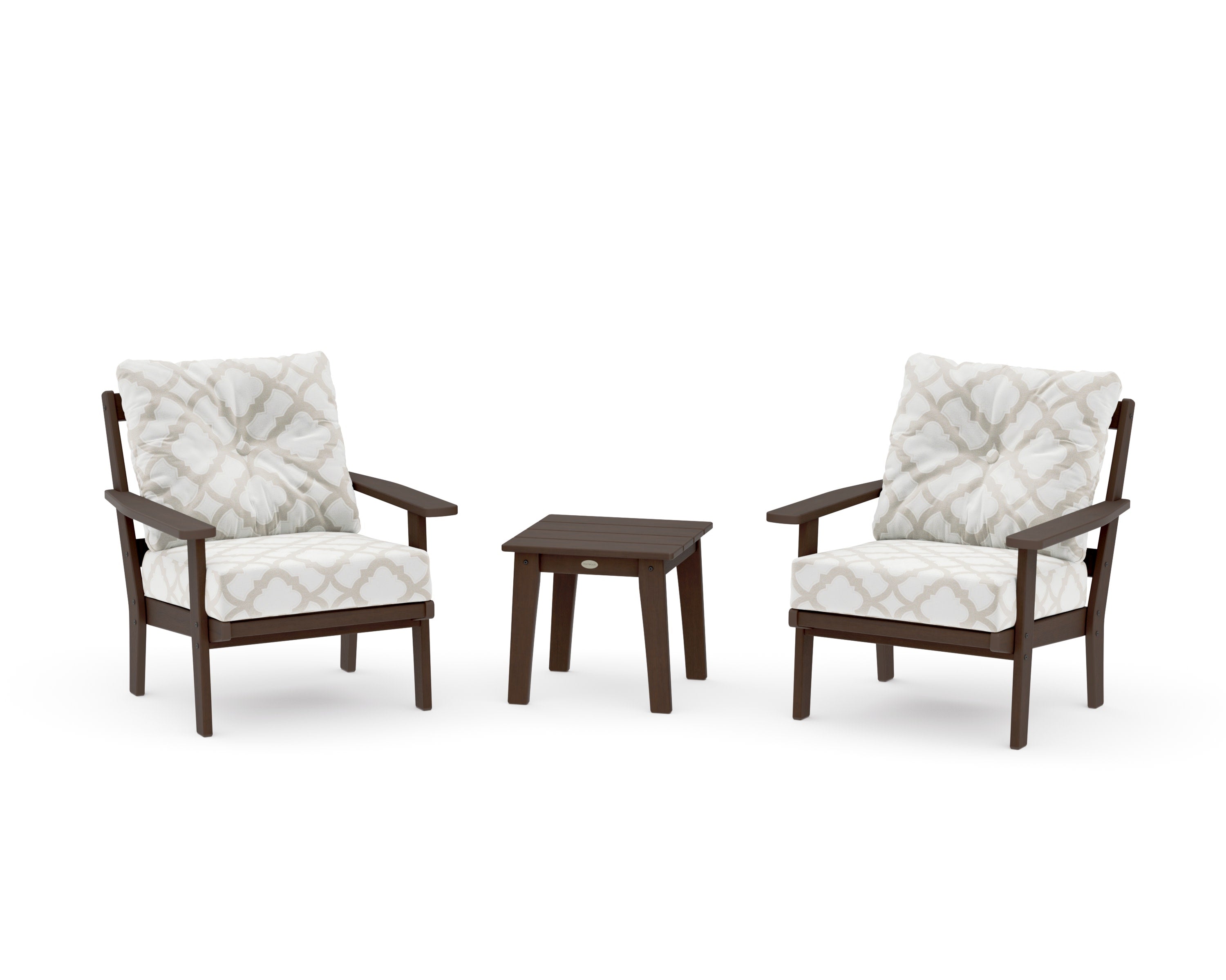 Prairie 3-Piece Deep Seating Set in Kona / Trellis Dune Burlap