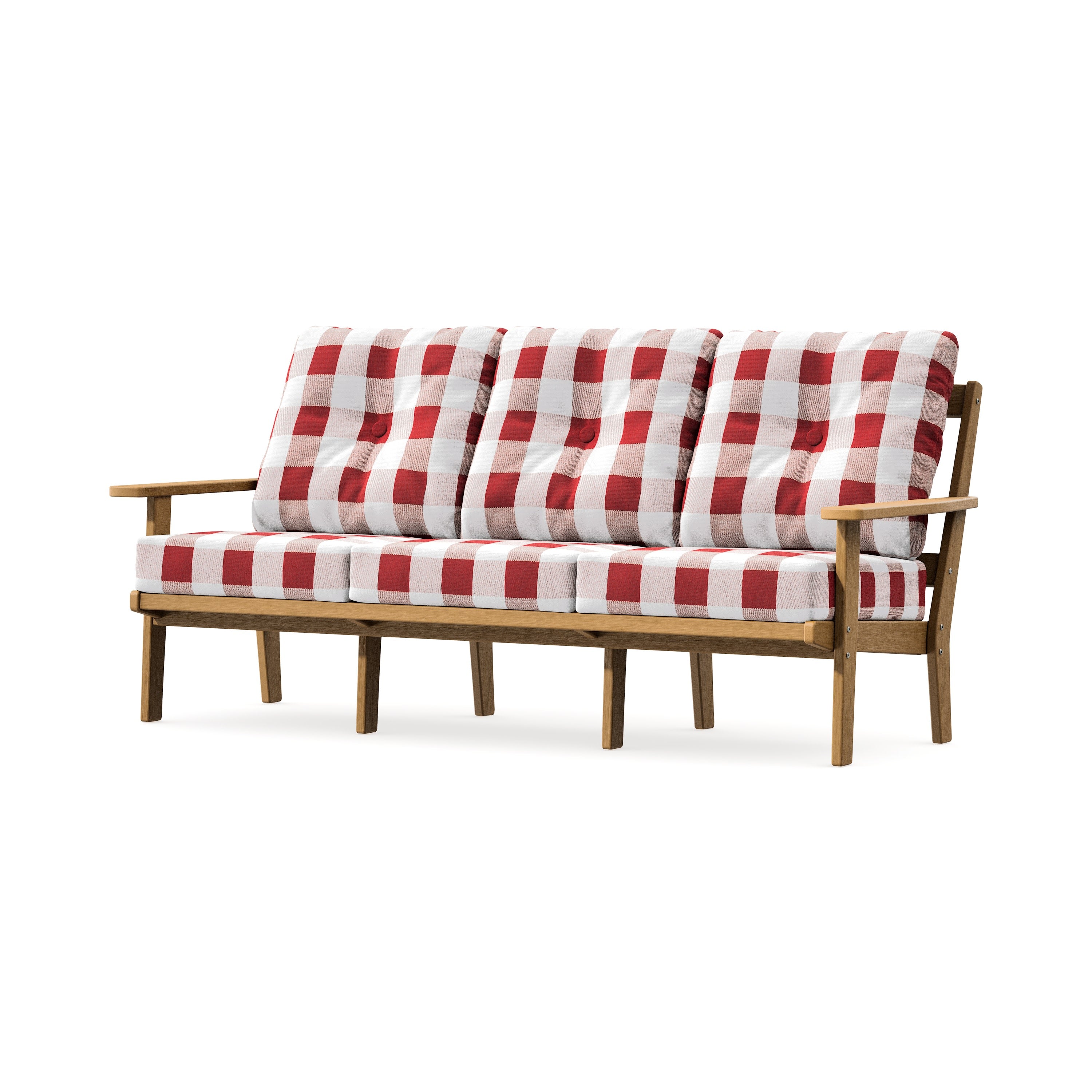 PrairieDeep Seating Sofa in Natural / Buffalo Plaid Crimson