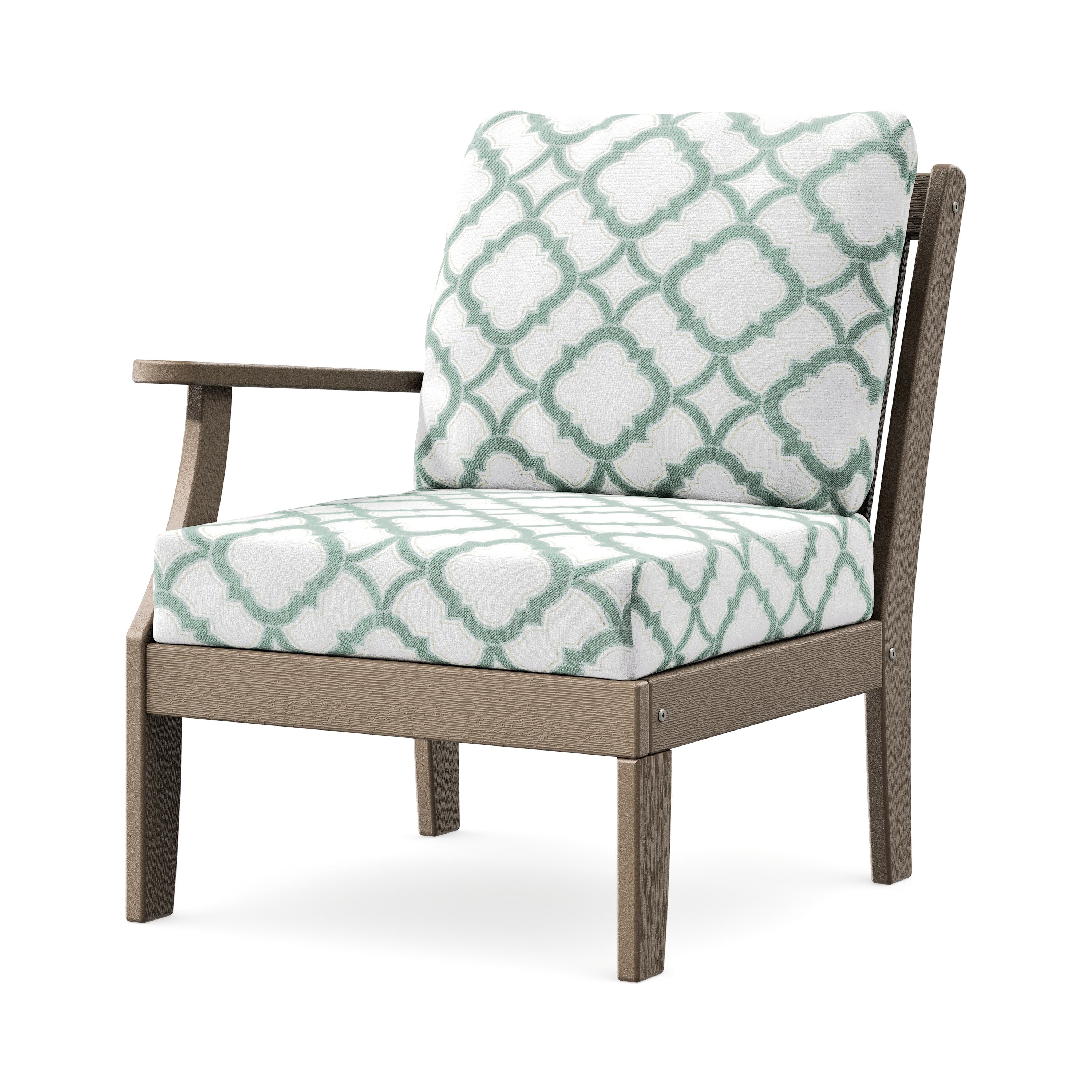 Braxton Modular Left Arm Chair in Vintage Sahara / Trellis Glacier Spa