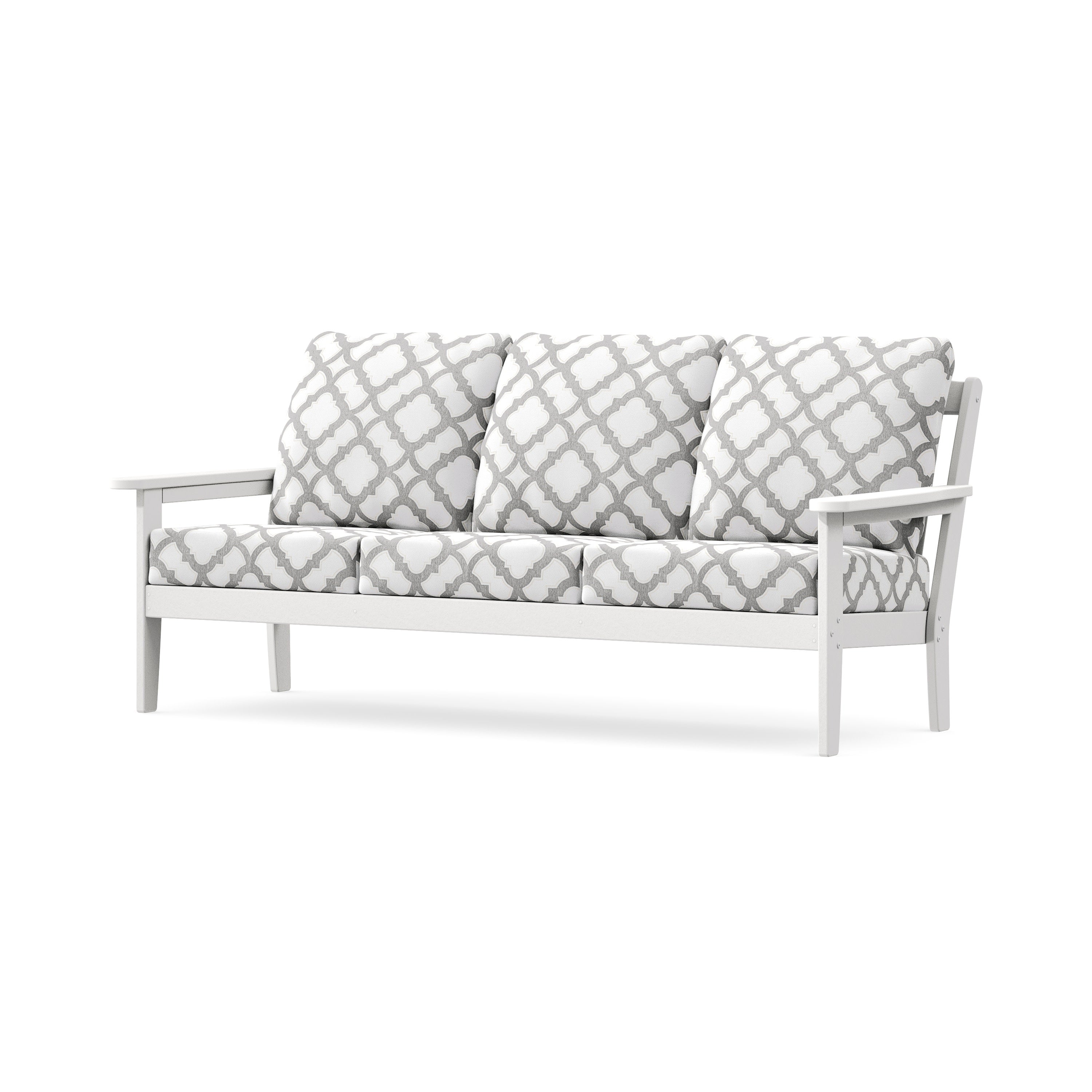 Cottage Deep Seating Sofa in White / Trellis Grey Mist