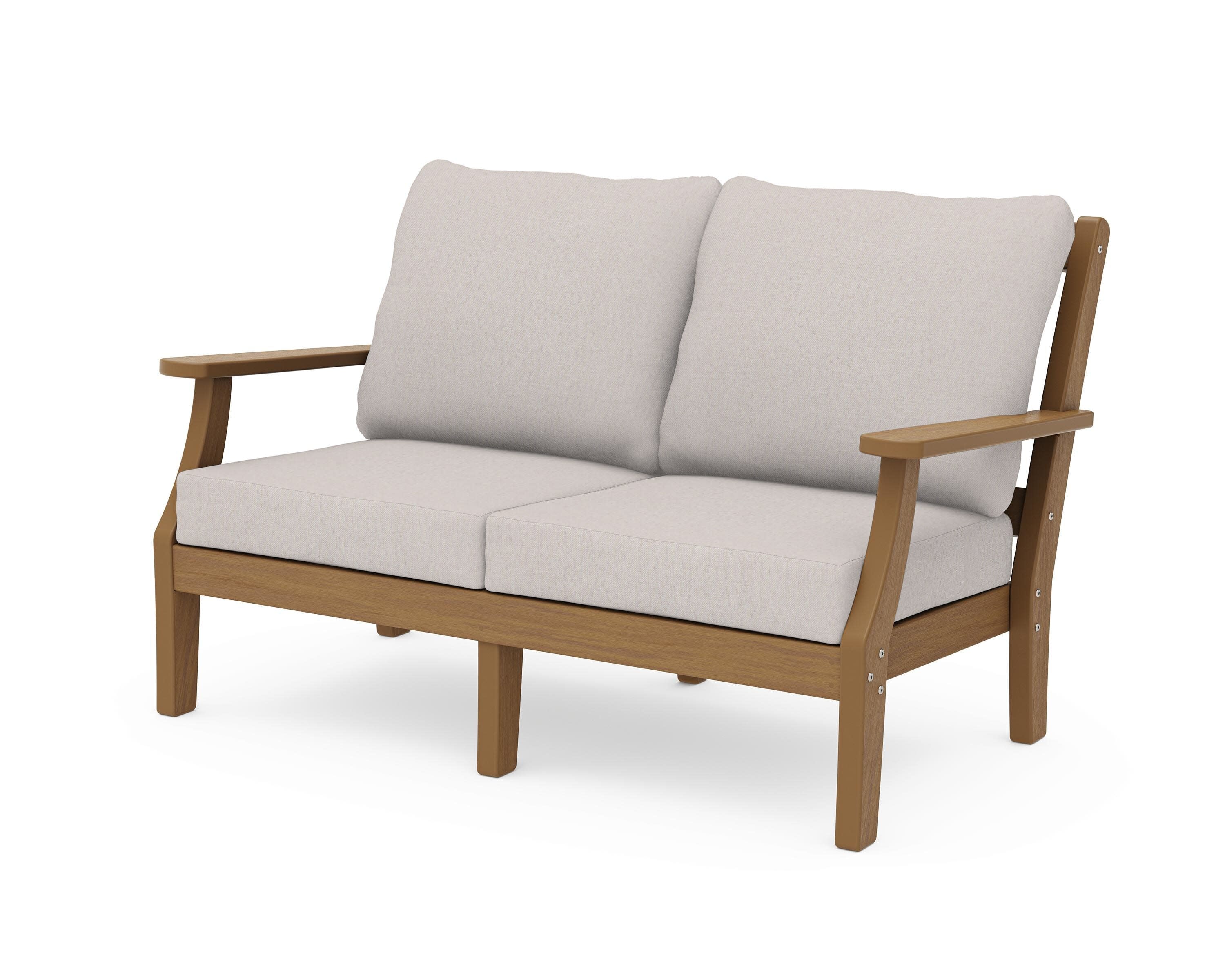 Chinoiserie Deep Seating Loveseat in Natural / Dune Burlap