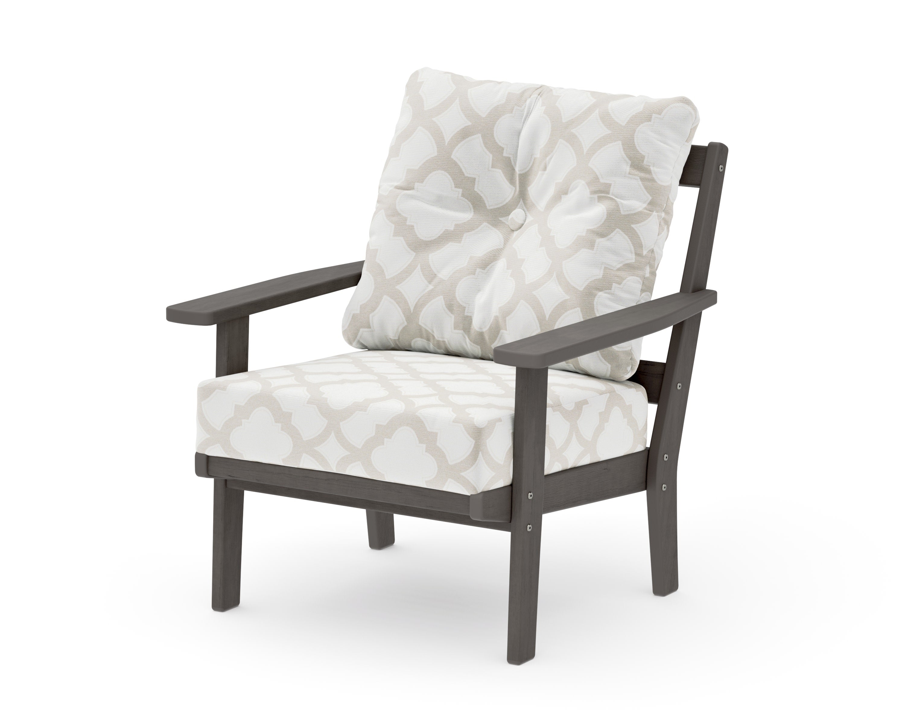 Oxford Deep Seating Chair in Driftwood / Trellis Dune Burlap